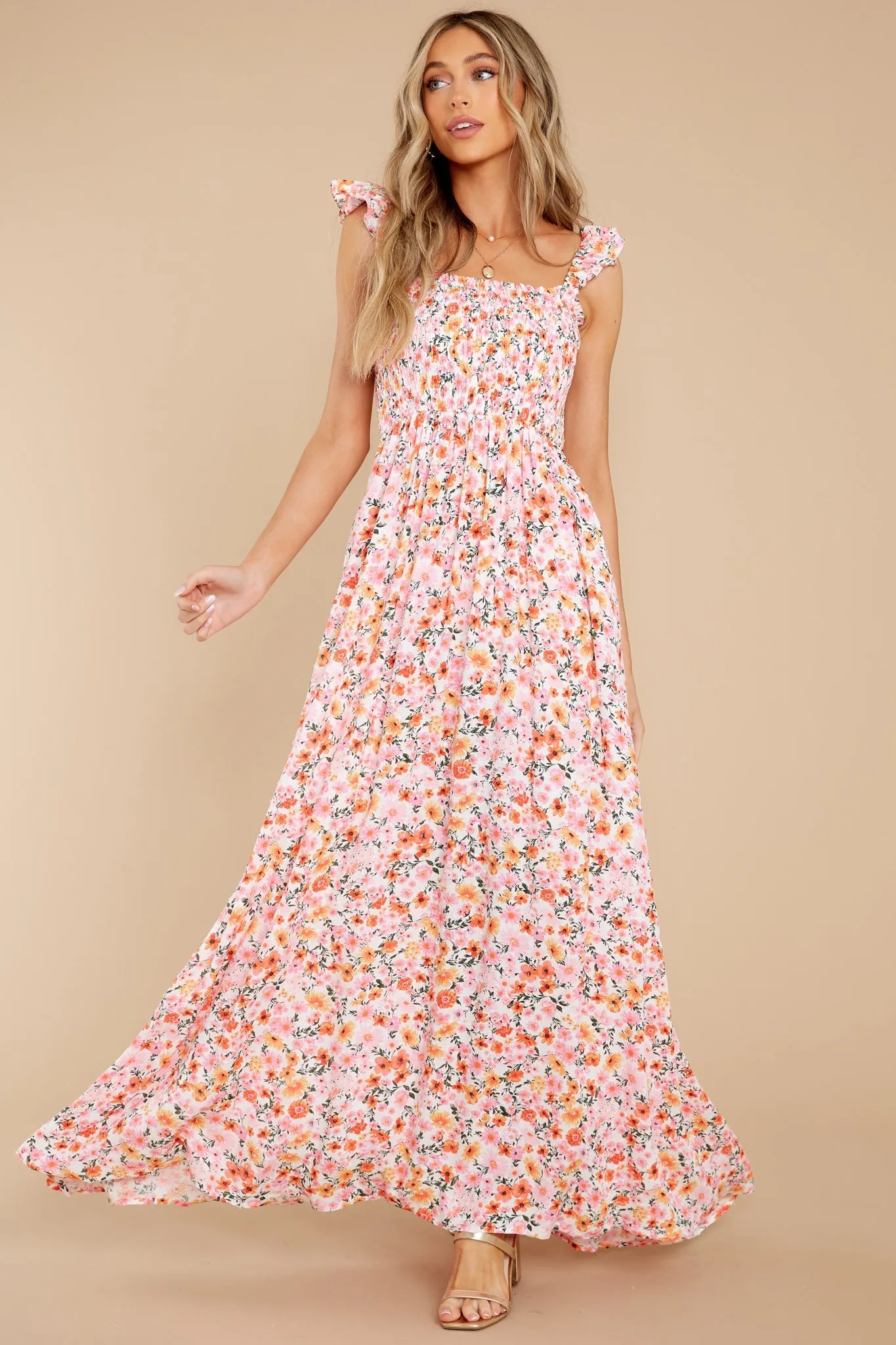 Delightful Darling Pink Multi Floral Print Maxi Dress