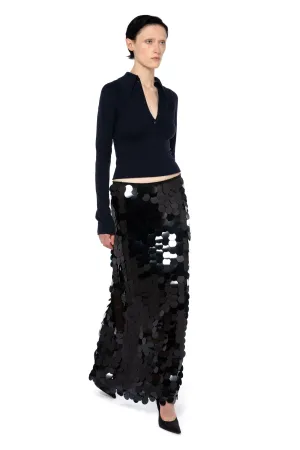 Delta Maxi Skirt in Black Sequin