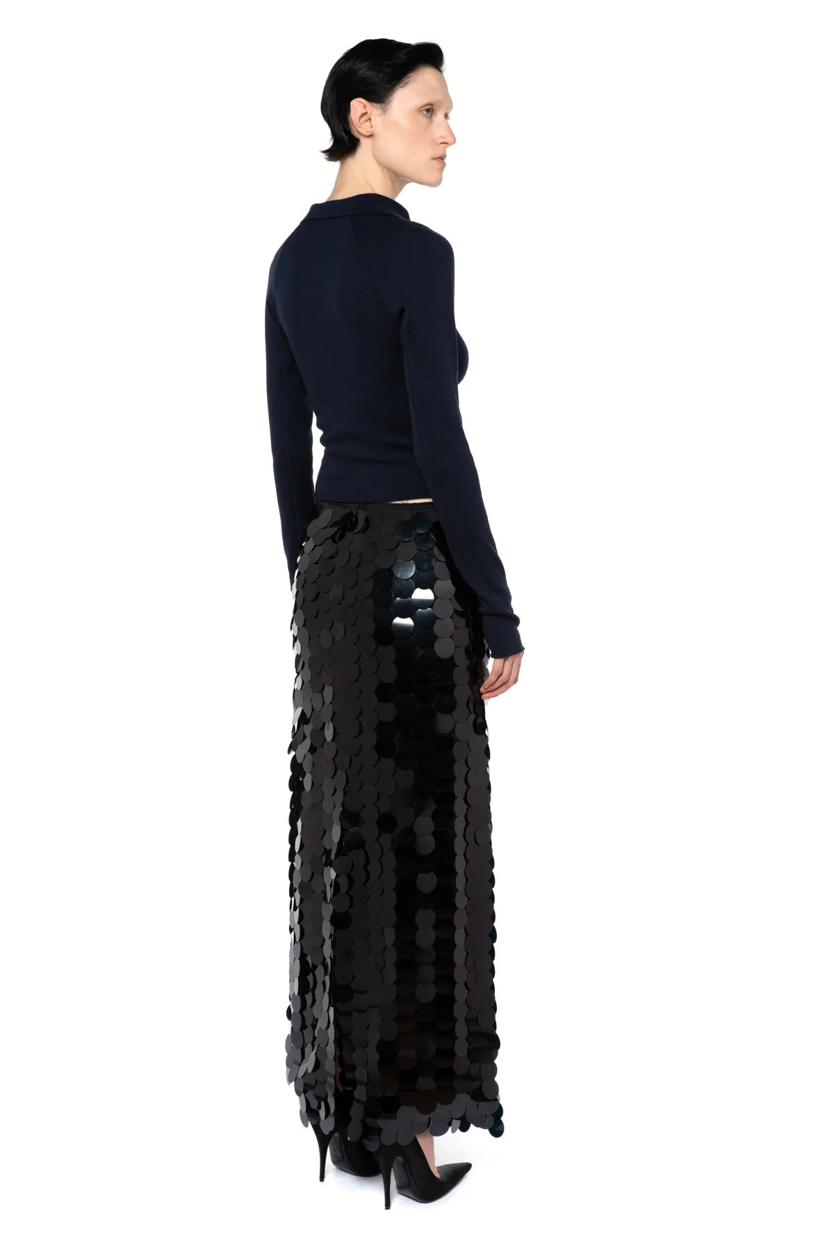 Delta Maxi Skirt in Black Sequin