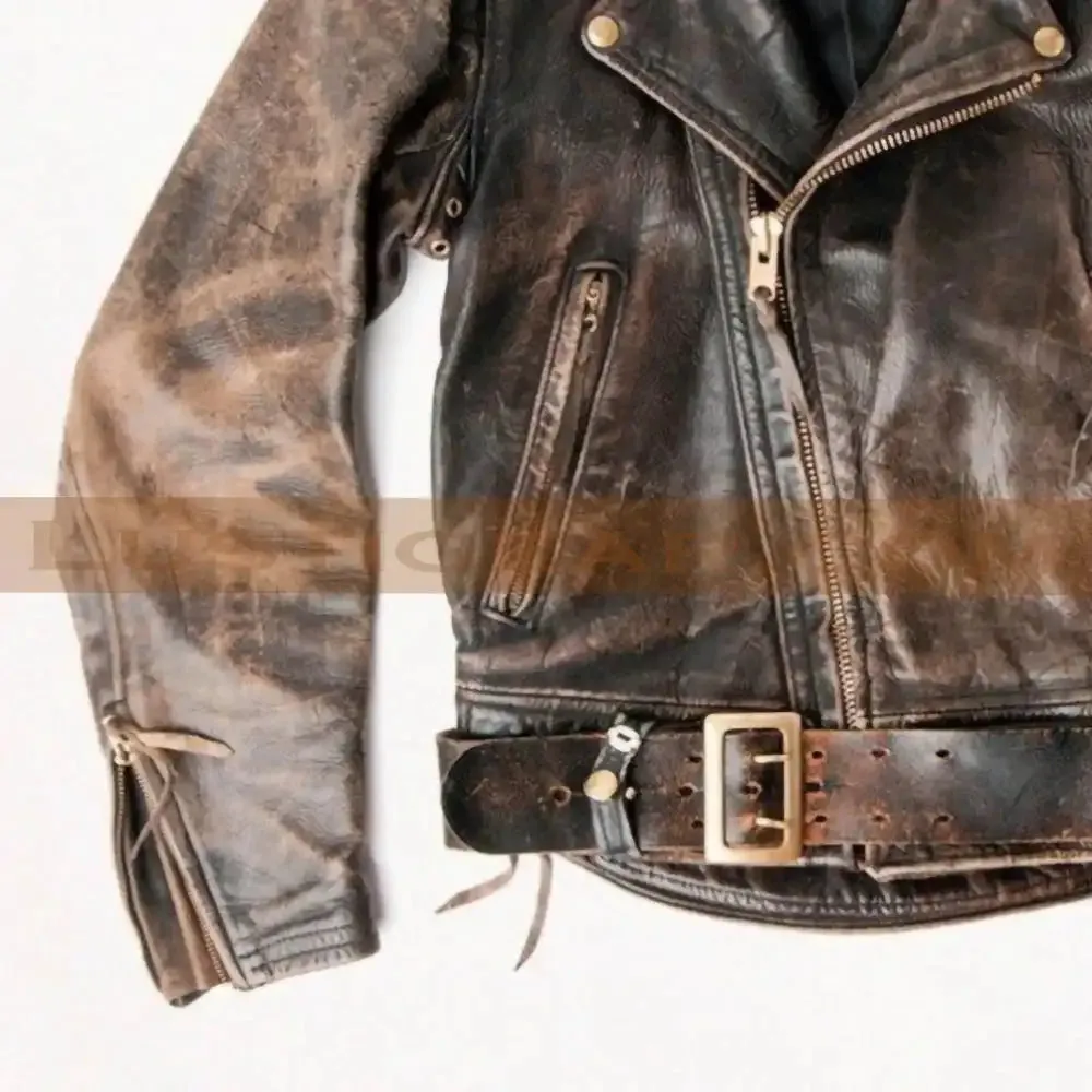 Detachable Fur Collar 60s Military Vintage Bomber Distressed Brown Mens Leather Jacket