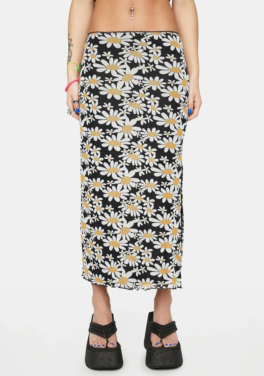 Ditsy Floral Slit Maxi Skirt