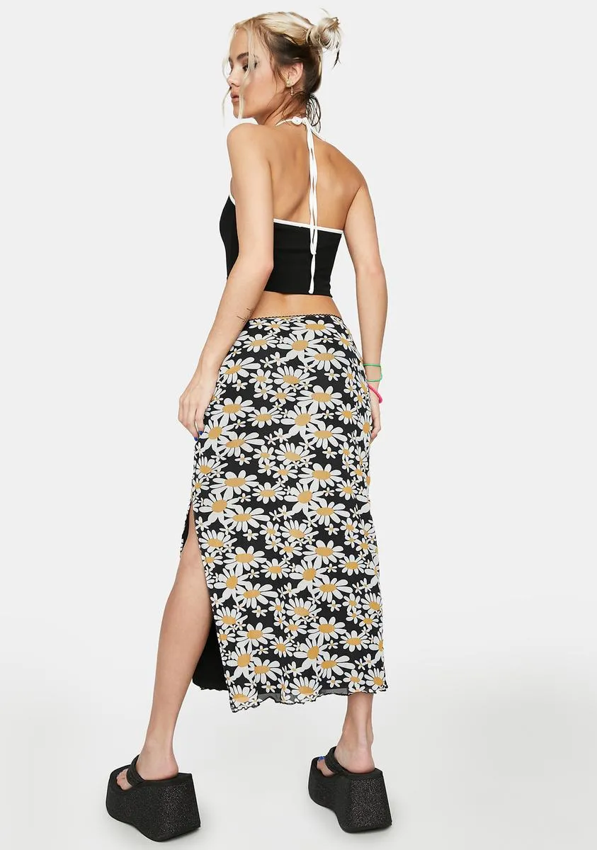 Ditsy Floral Slit Maxi Skirt