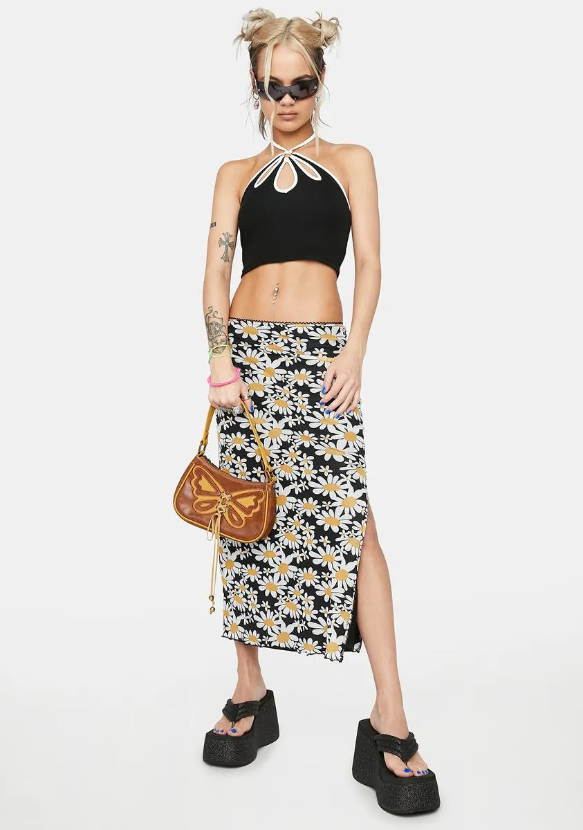 Ditsy Floral Slit Maxi Skirt