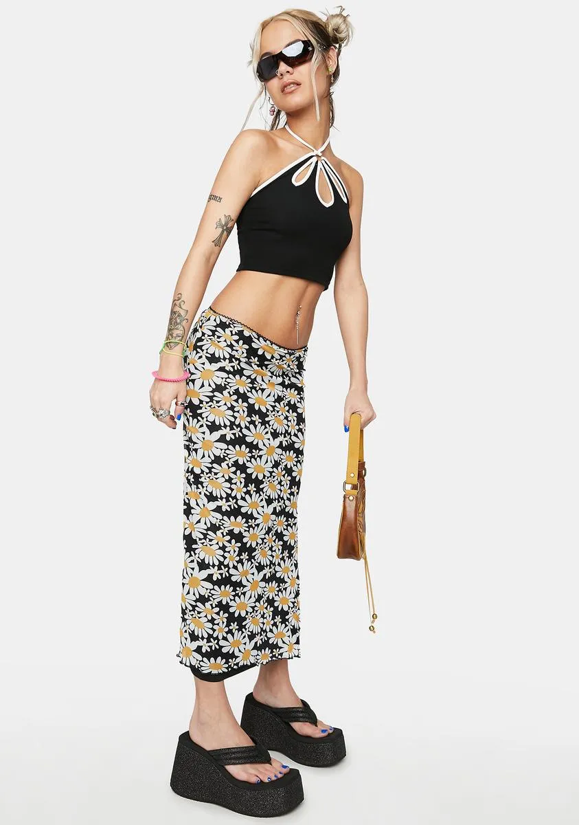 Ditsy Floral Slit Maxi Skirt