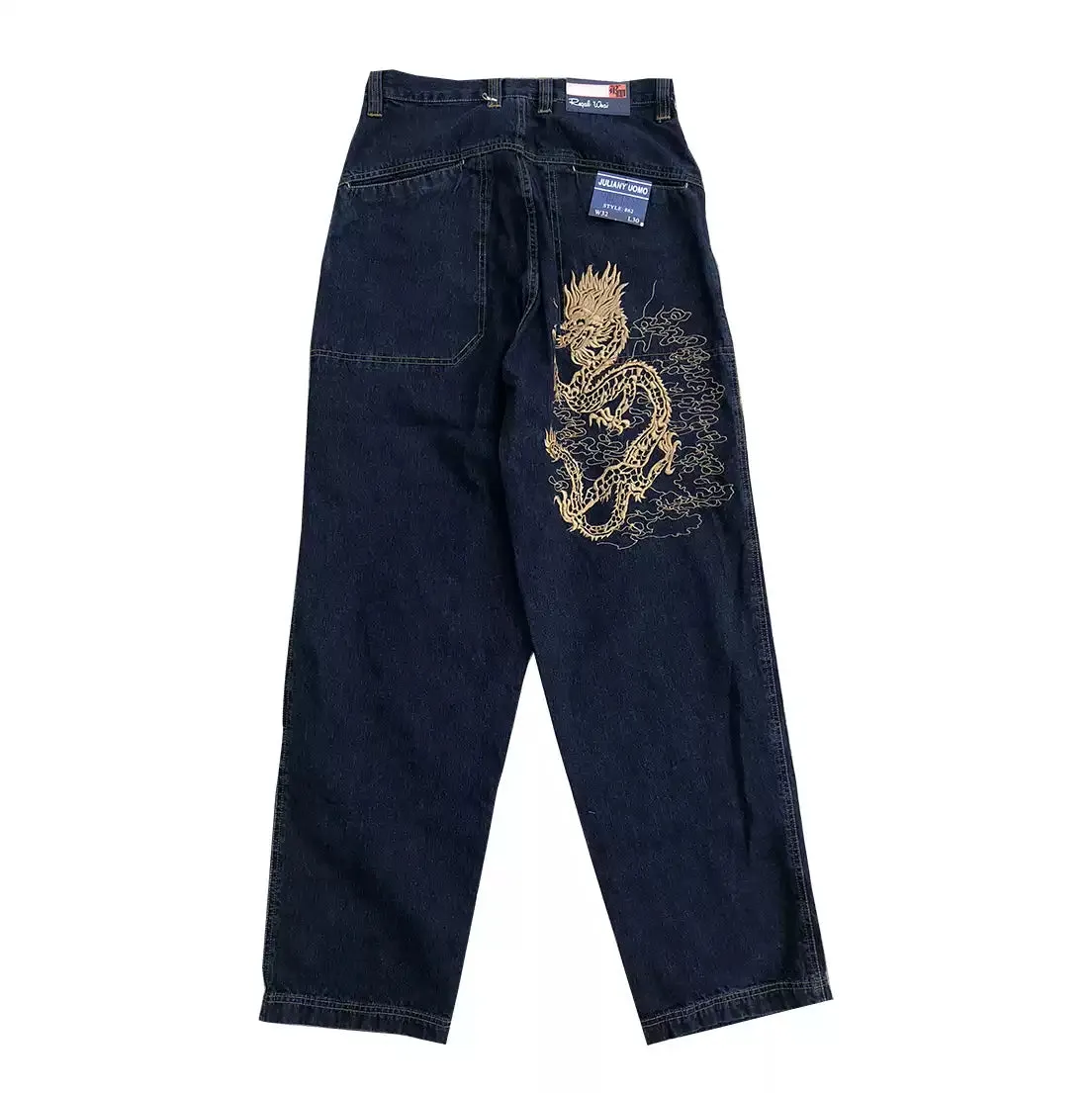 Dragon Embroidered Denim Jeans - 1119