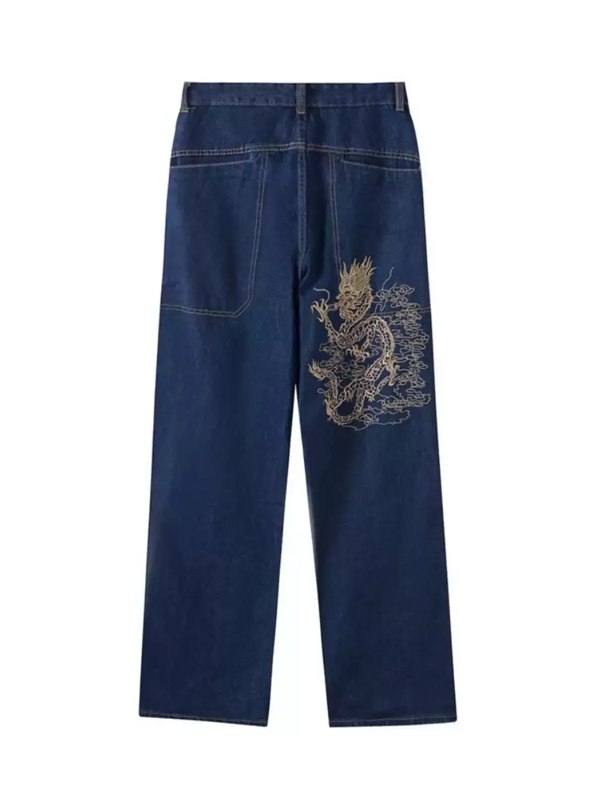 Dragon Embroidered Denim Jeans - 1119