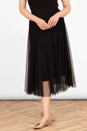 Eden Tulle Midaxi Swing Skirt - Black