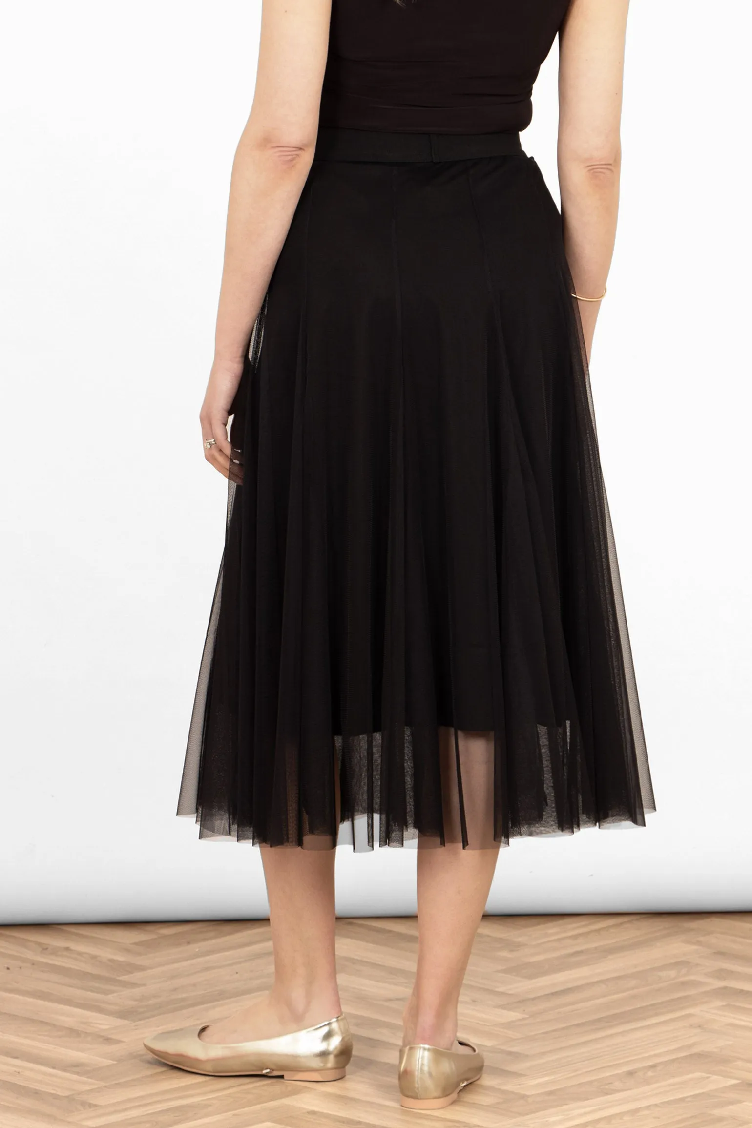 Eden Tulle Midaxi Swing Skirt - Black