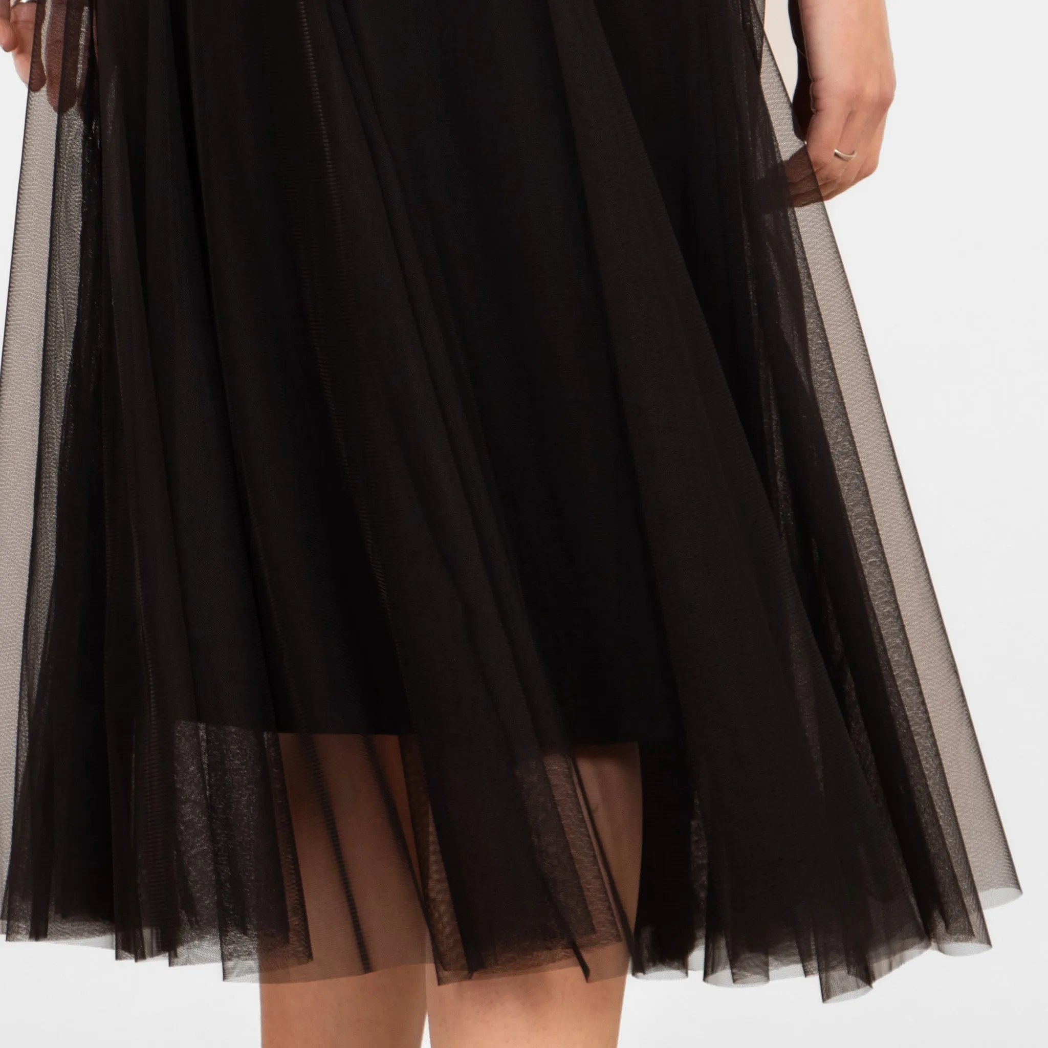 Eden Tulle Midaxi Swing Skirt - Black