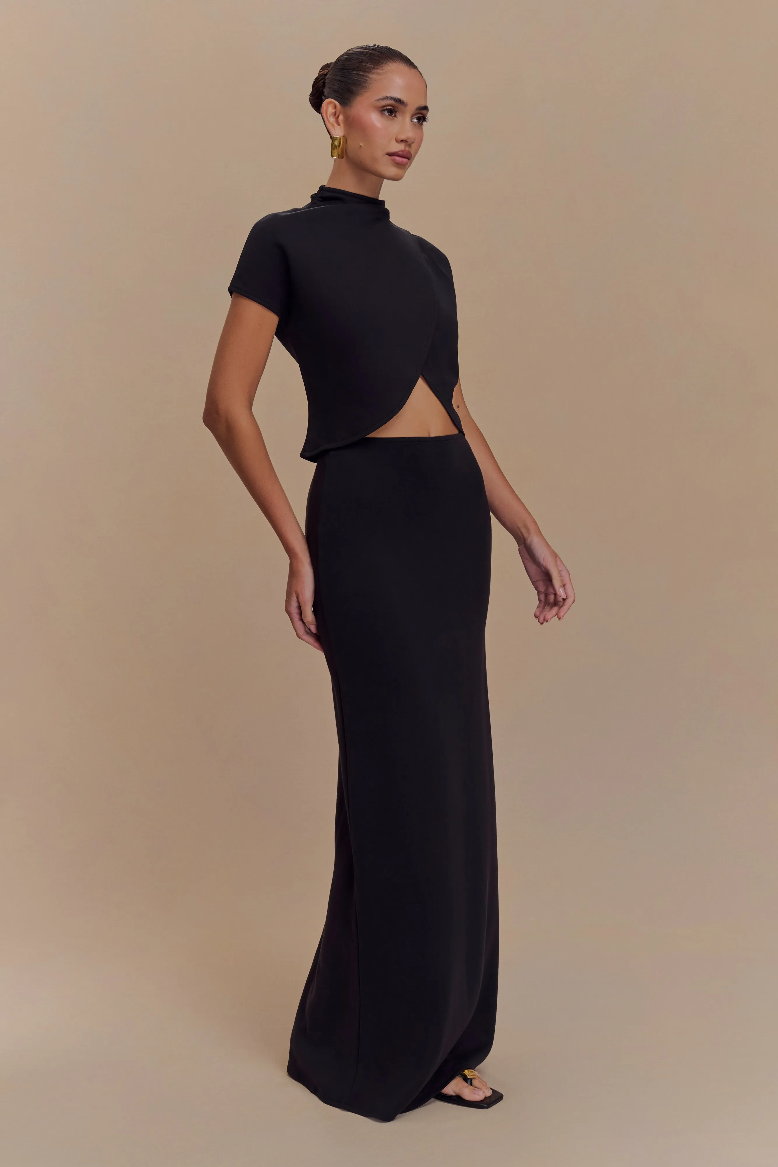 Eris Scuba Jersey Maxi Skirt - Black