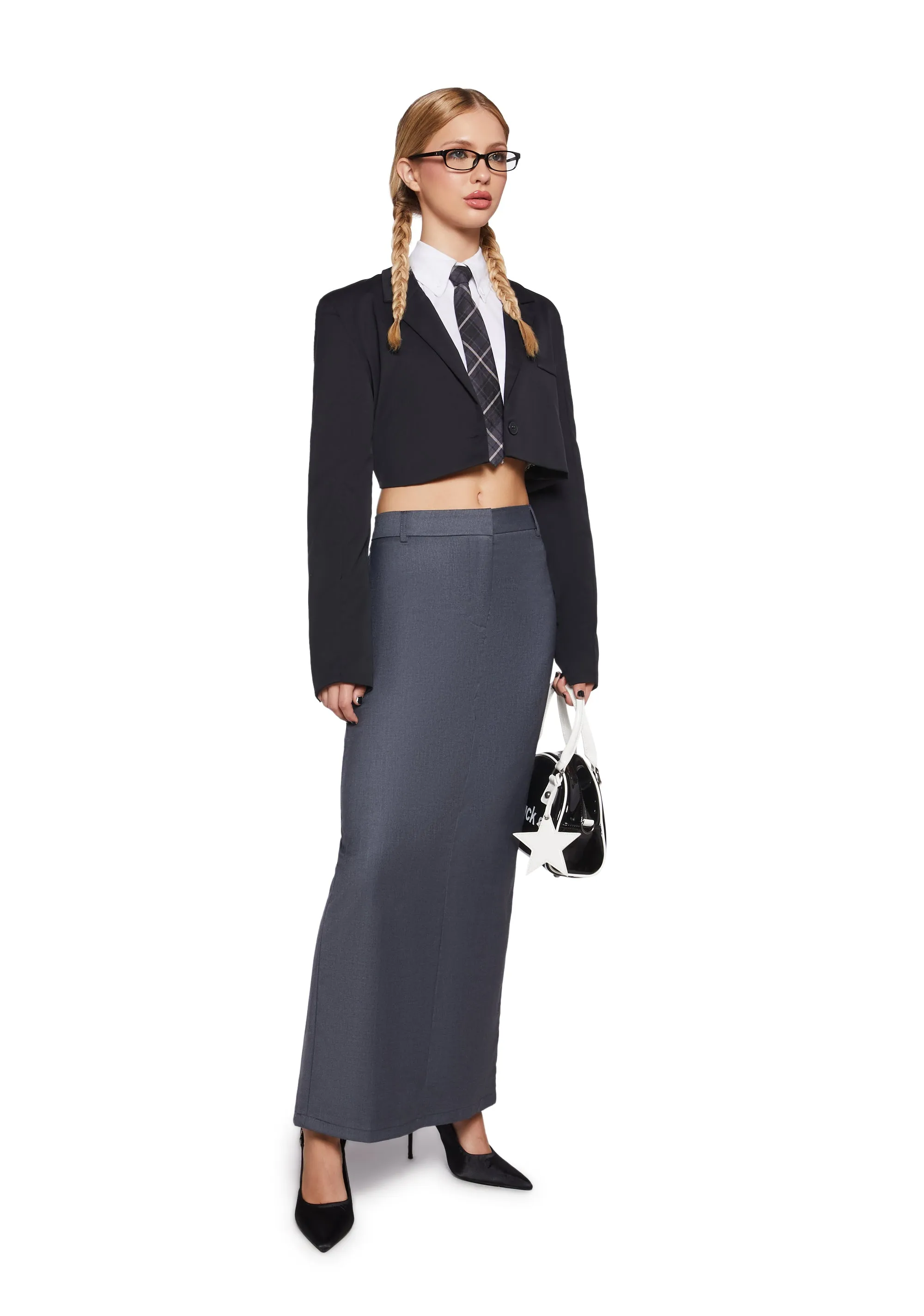 Executive Suite Maxi Skirt - Gray