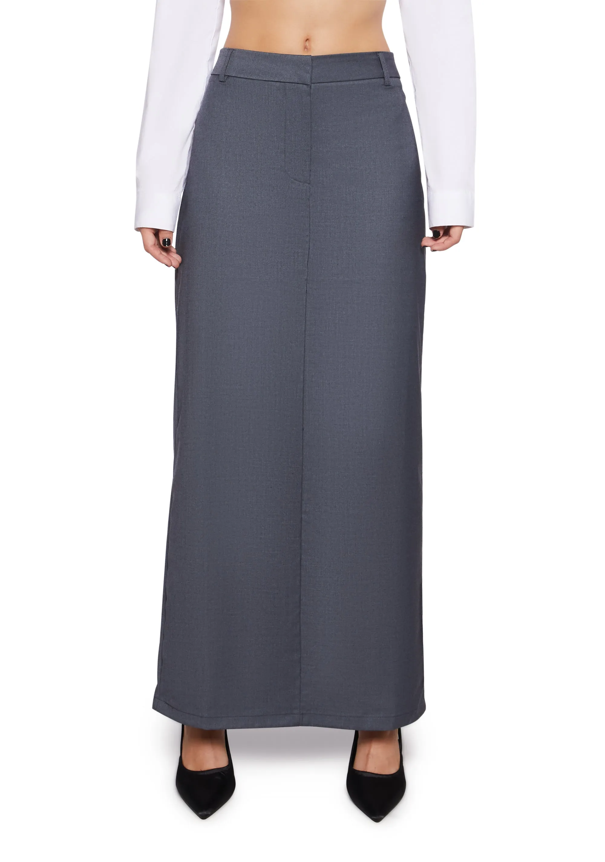 Executive Suite Maxi Skirt - Gray