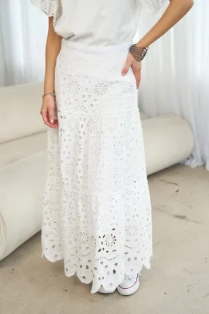 EYELETS MAXI SKIRT