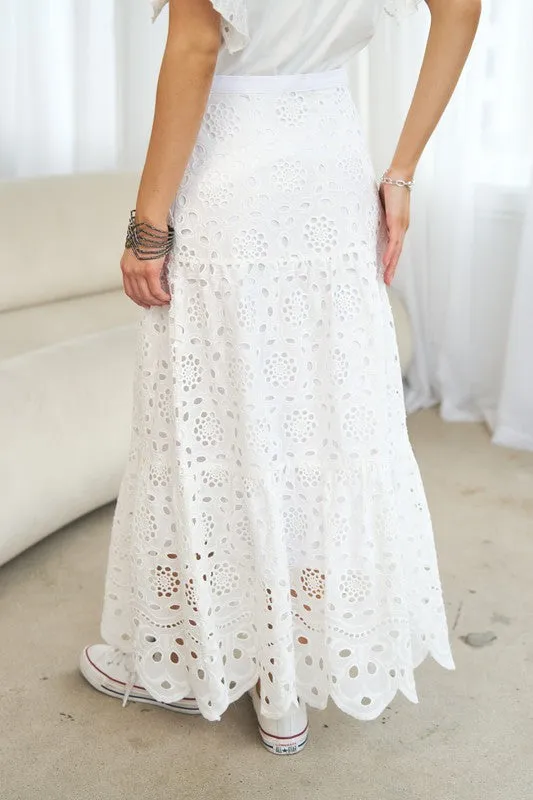 EYELETS MAXI SKIRT