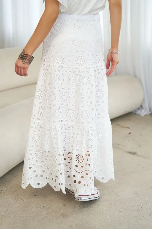 EYELETS MAXI SKIRT