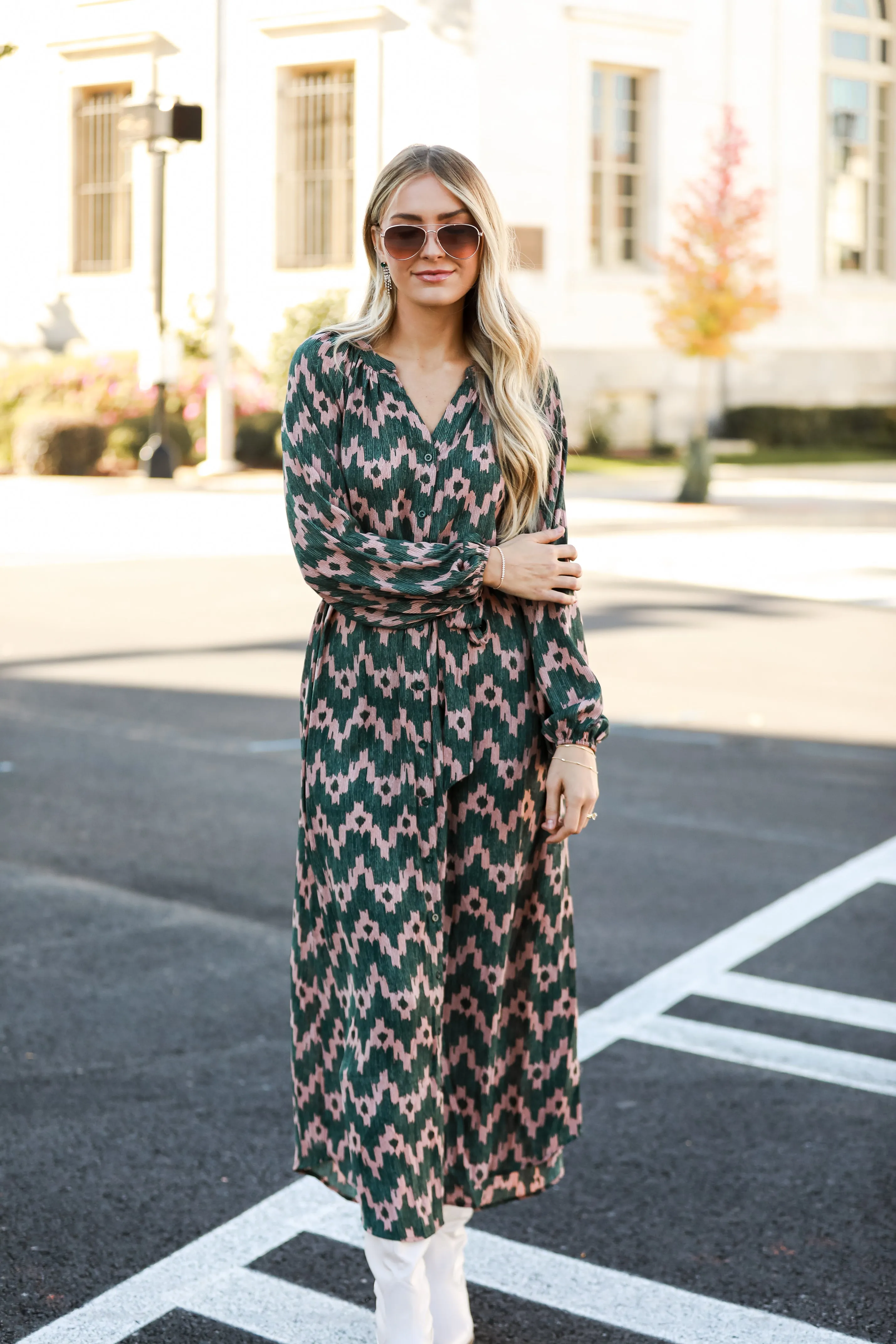 FINAL SALE - Chic Glamour Hunter Green Maxi Dress