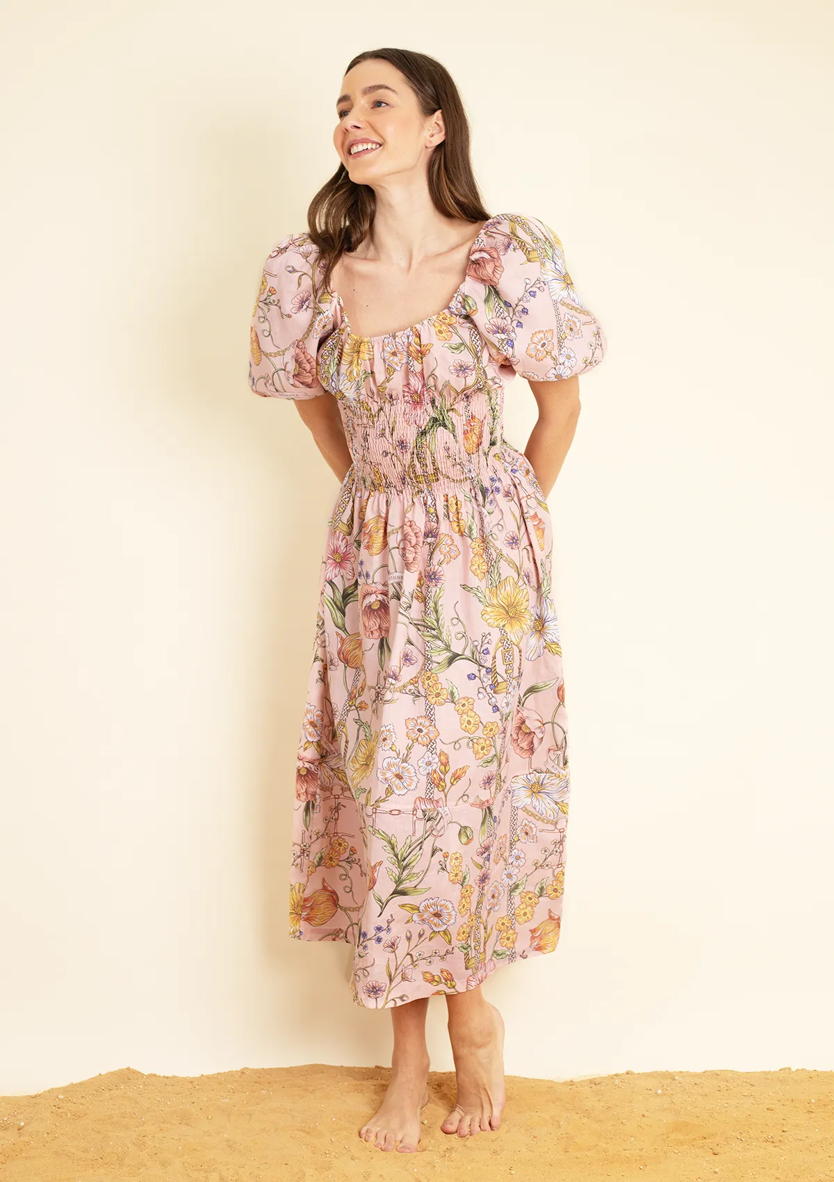 Fleurit Linen Dress | Flora Rose