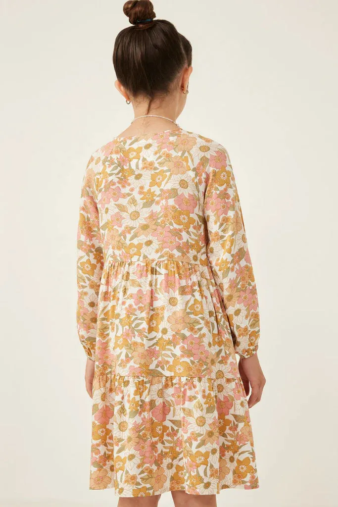 Floral Sketch Button Dress