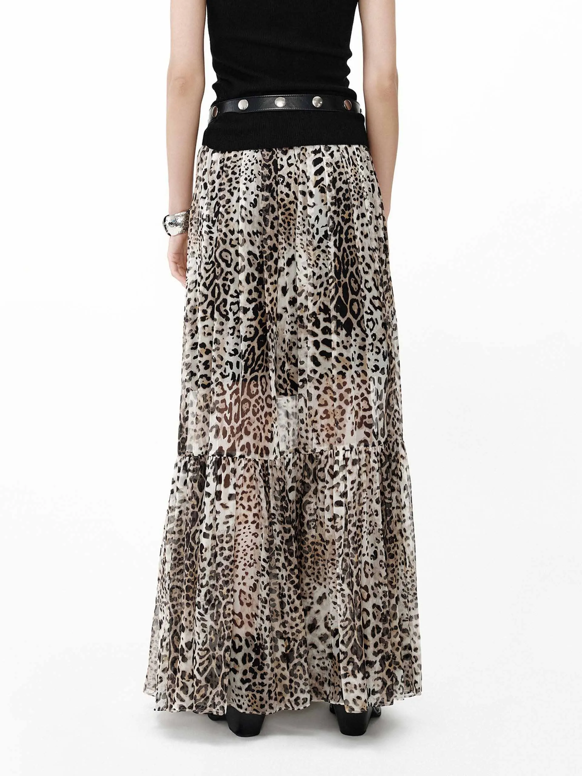 Flowy Leopard Print Skirt