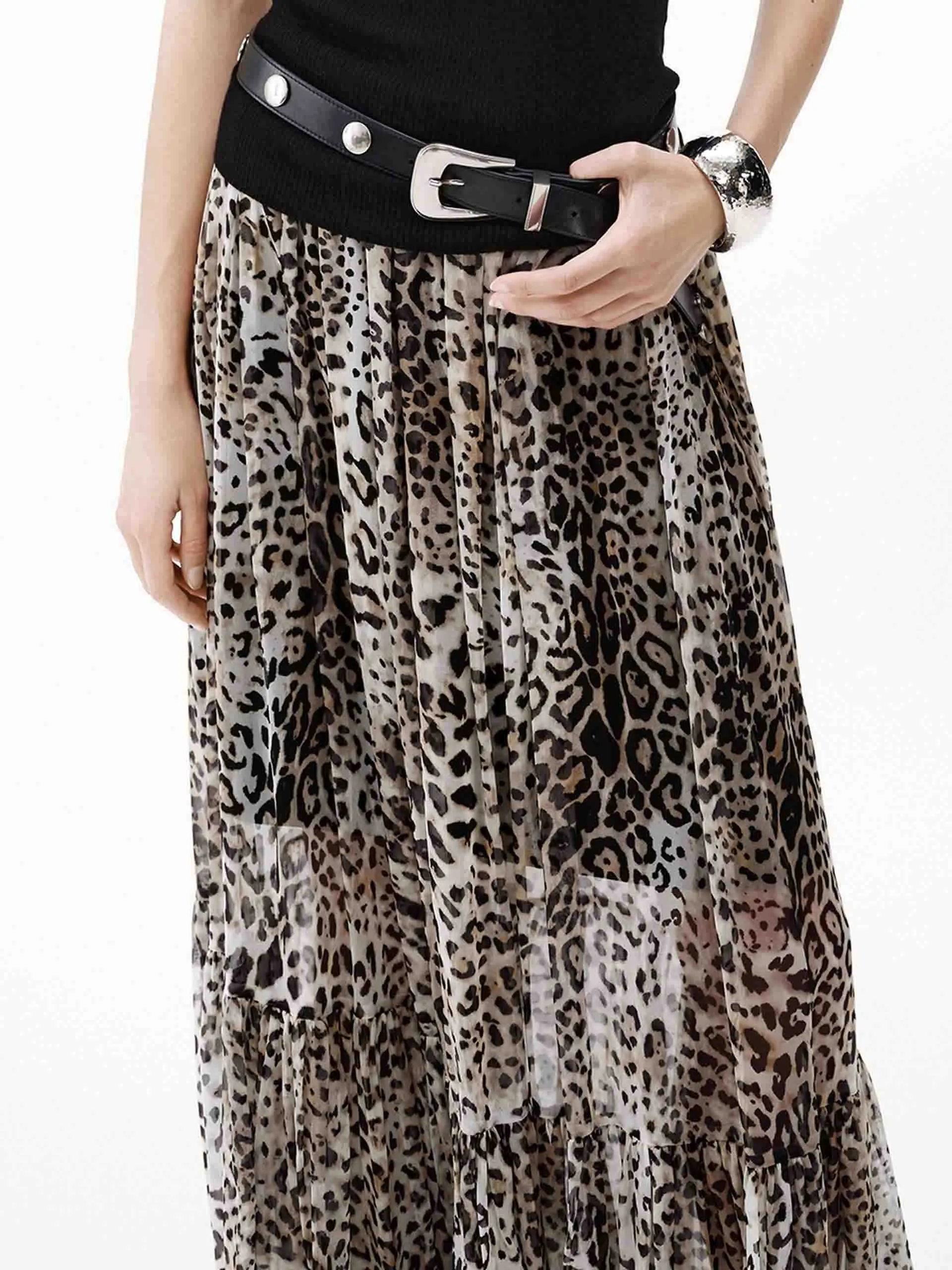 Flowy Leopard Print Skirt