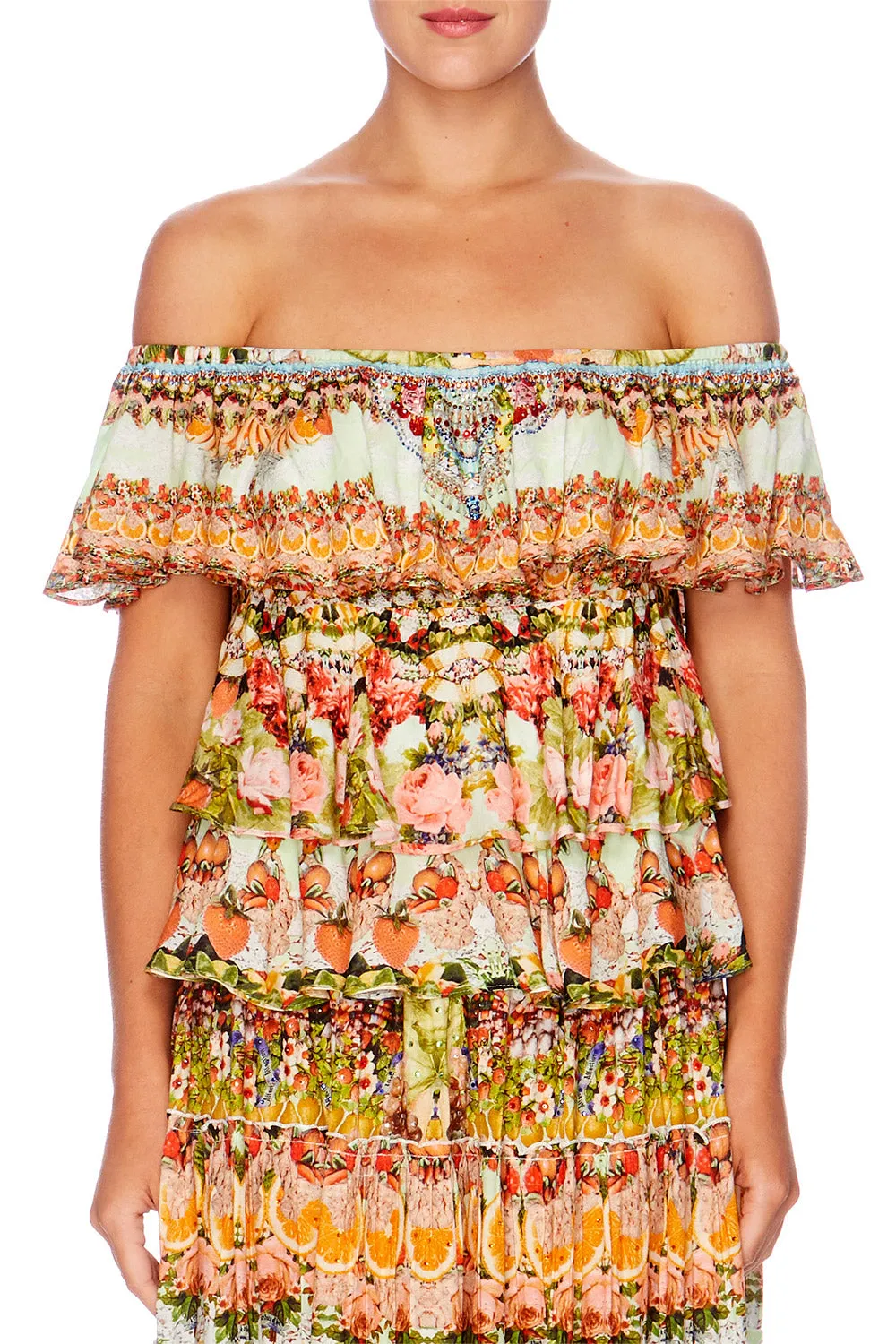 FRILLED DROP SHOULDER TOP SAMBA SALADA