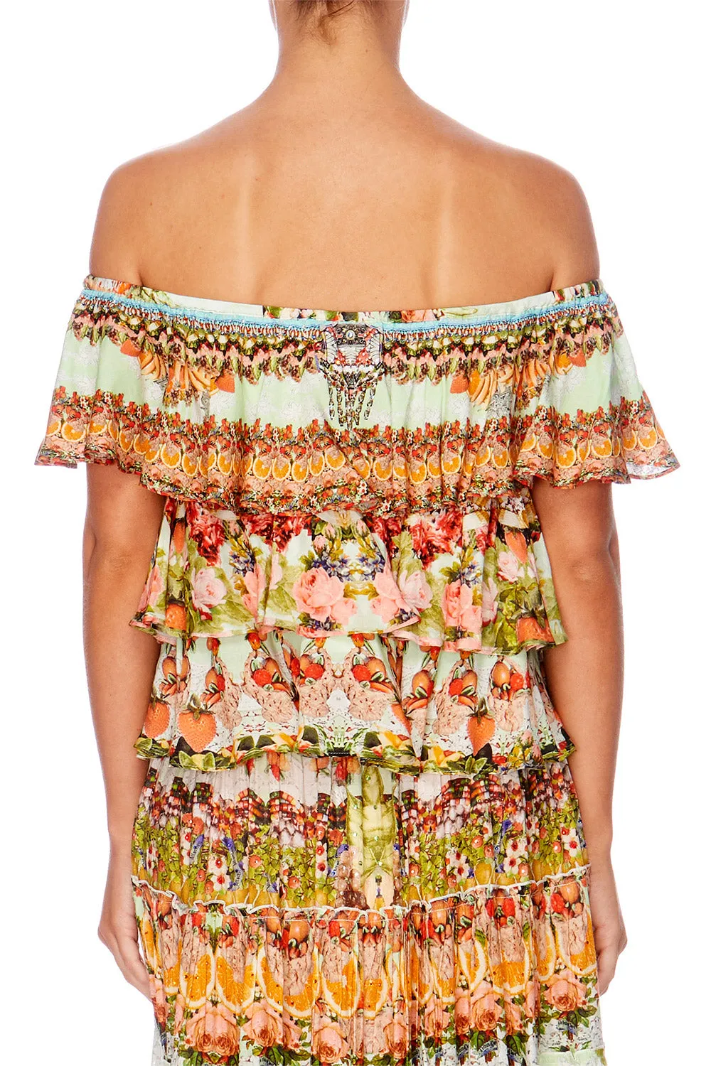 FRILLED DROP SHOULDER TOP SAMBA SALADA