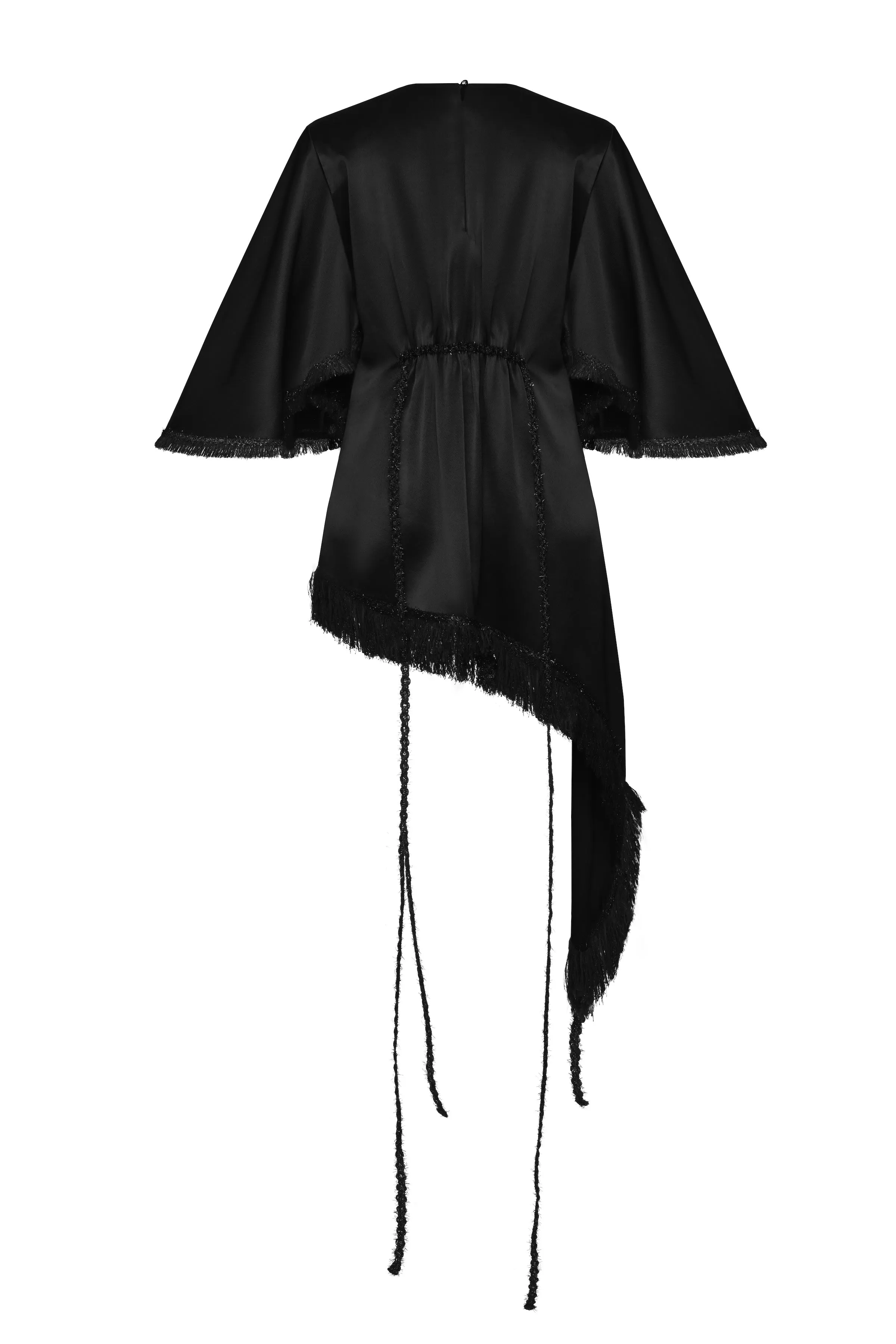 FRINGE TRIM ASYMMETRICAL MINI DRESS