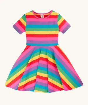 Frugi Sunshine Skater Dress - Foxglove Rainbow Stripe