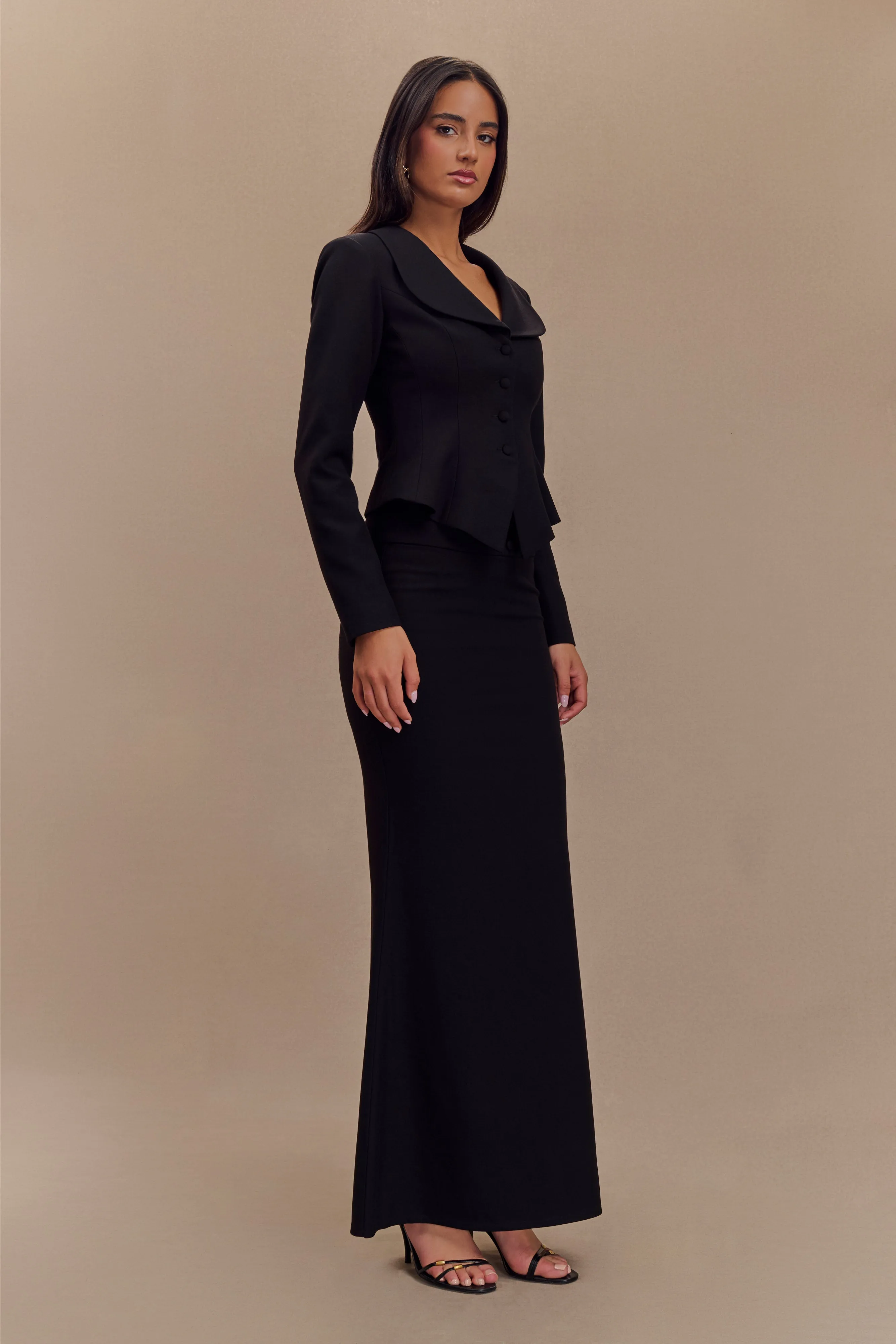 Grace Suiting Maxi Skirt - Black