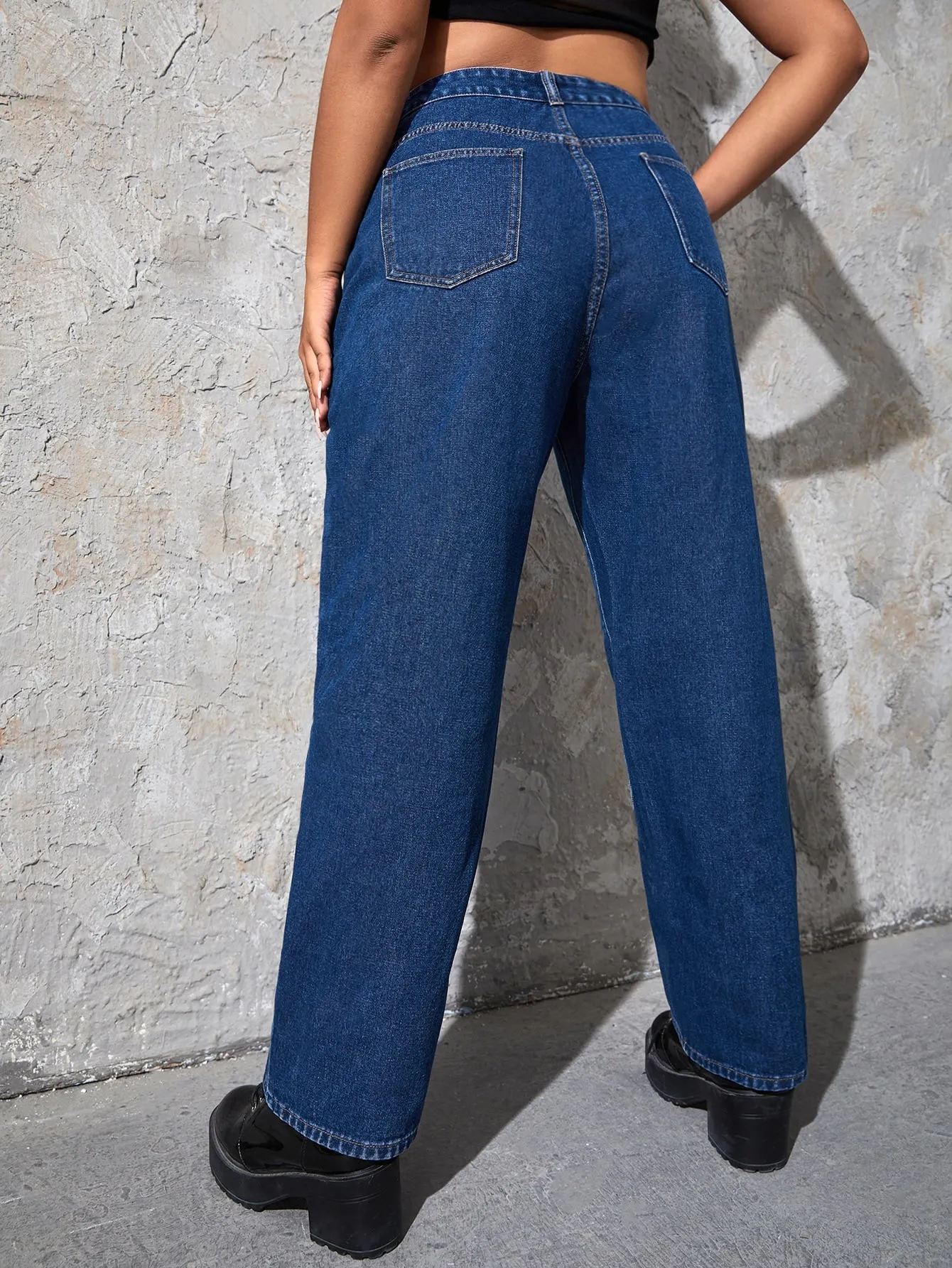 Graphic High Waist Long Plus Size Jeans