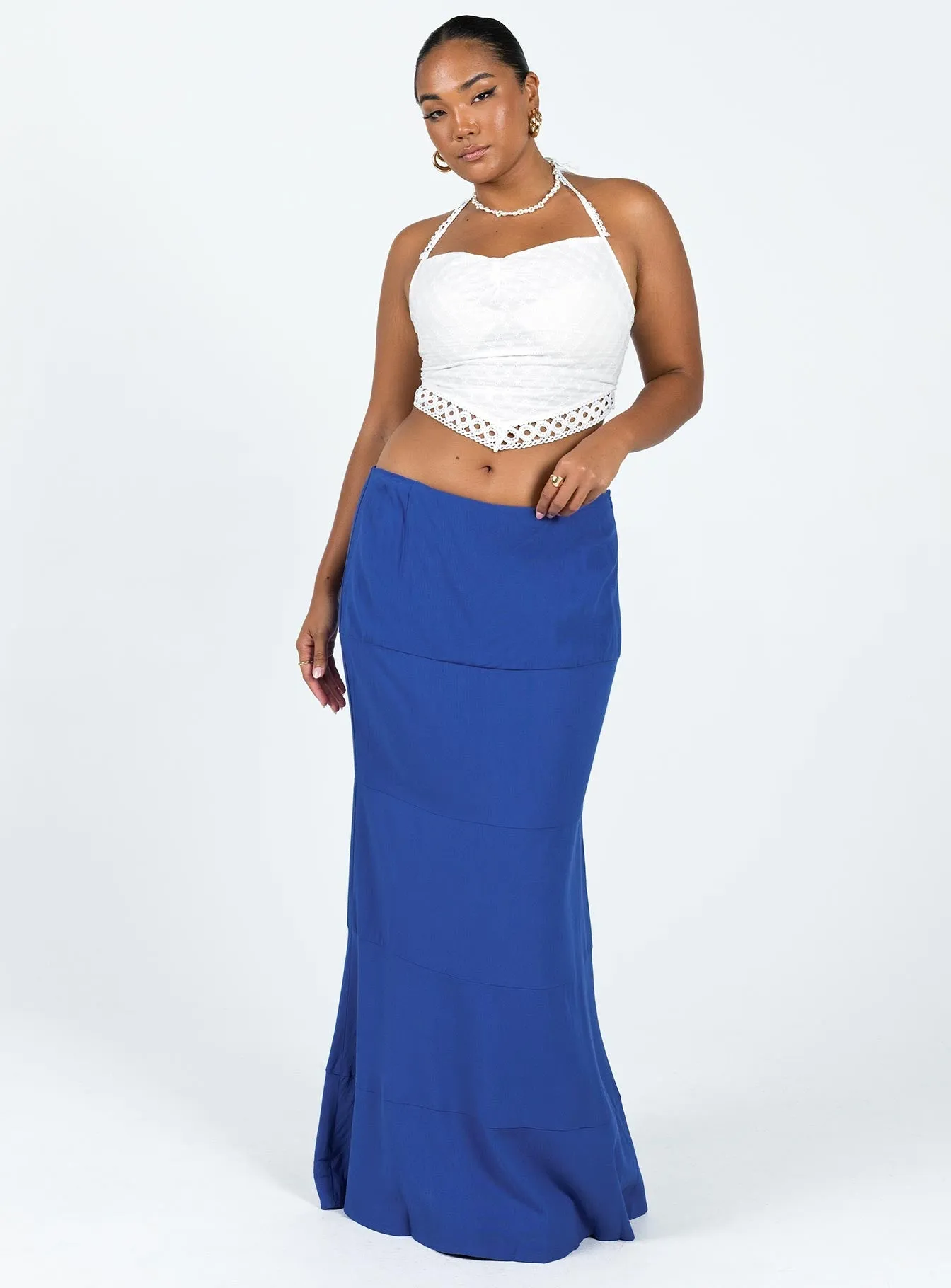 Gylda Mid Rise Maxi Skirt Blue