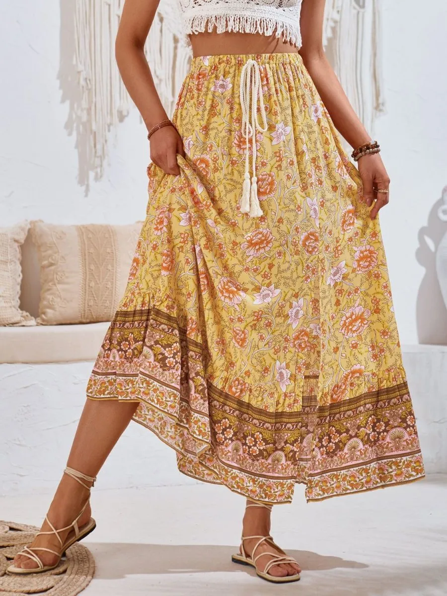 Gypsy Dream Boho Chic Floral Maxi Skirt