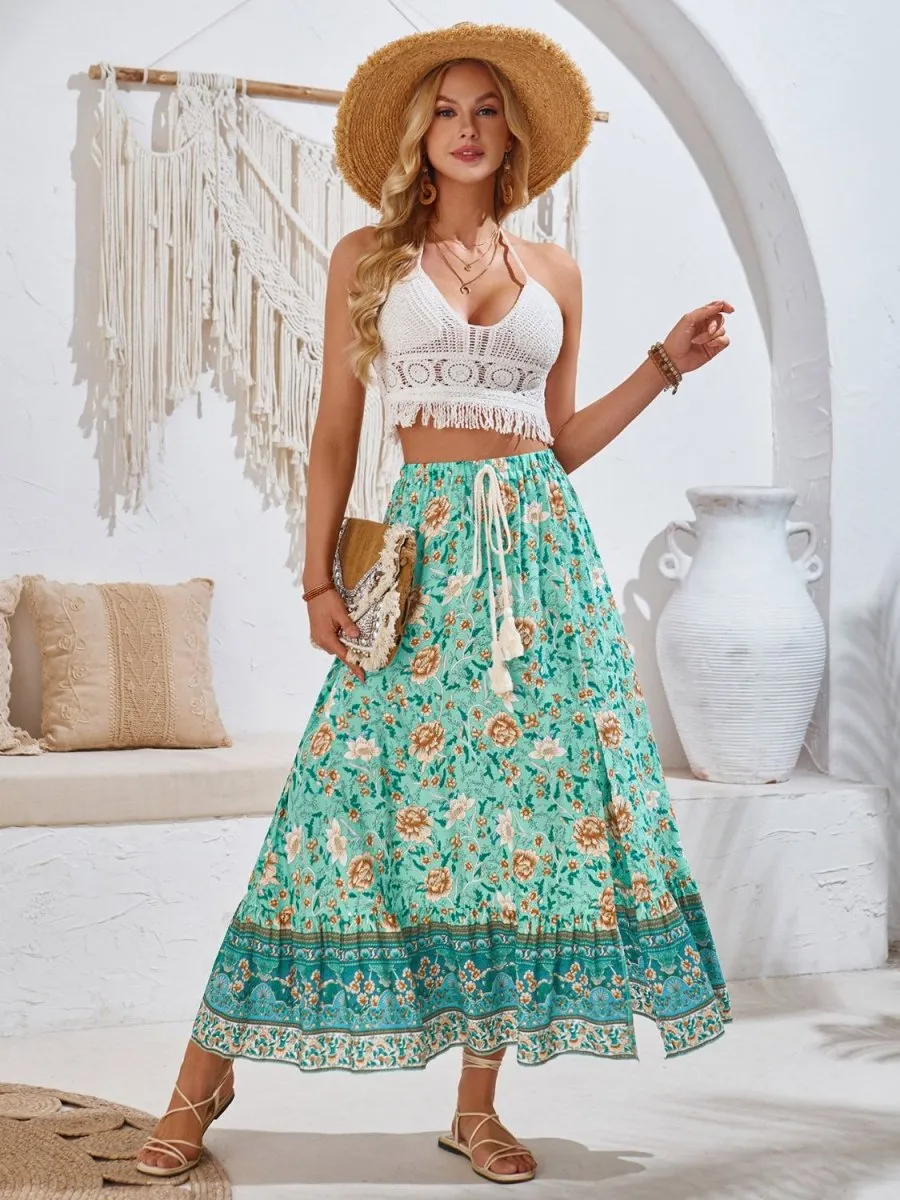 Gypsy Dream Boho Chic Floral Maxi Skirt