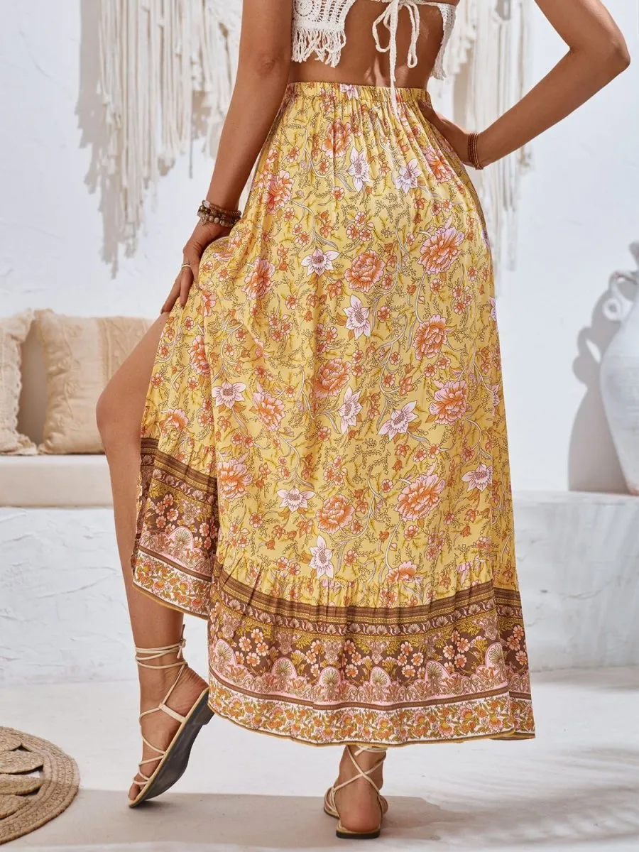 Gypsy Dream Boho Chic Floral Maxi Skirt