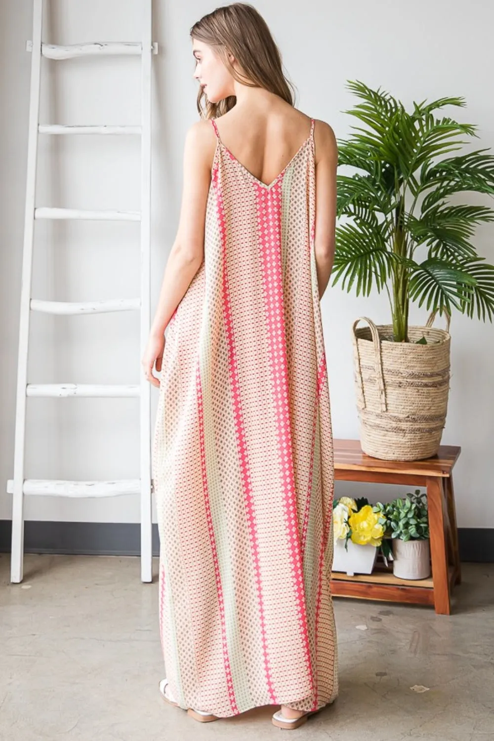 Heimish Printed Maxi Cami Dress with Pockets. 2-5 Day Fast Shipping-Sizes: S-L