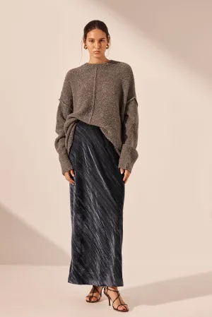 HOLLI BIAS CUT MAXI SKIRT - DARK ASH