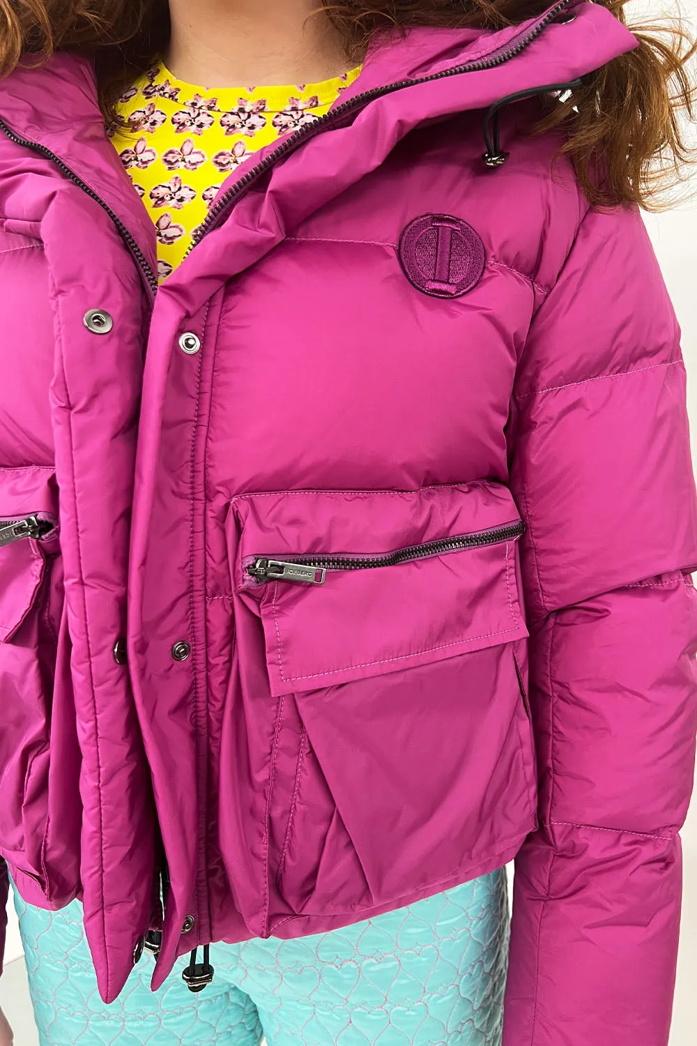 Iceberg- Down Jacket: Fuchsia