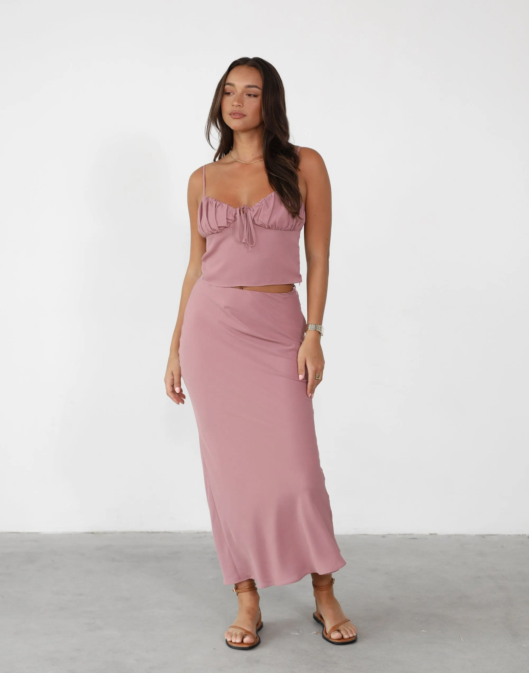 Isla Maxi Skirt (Dark Mauve)