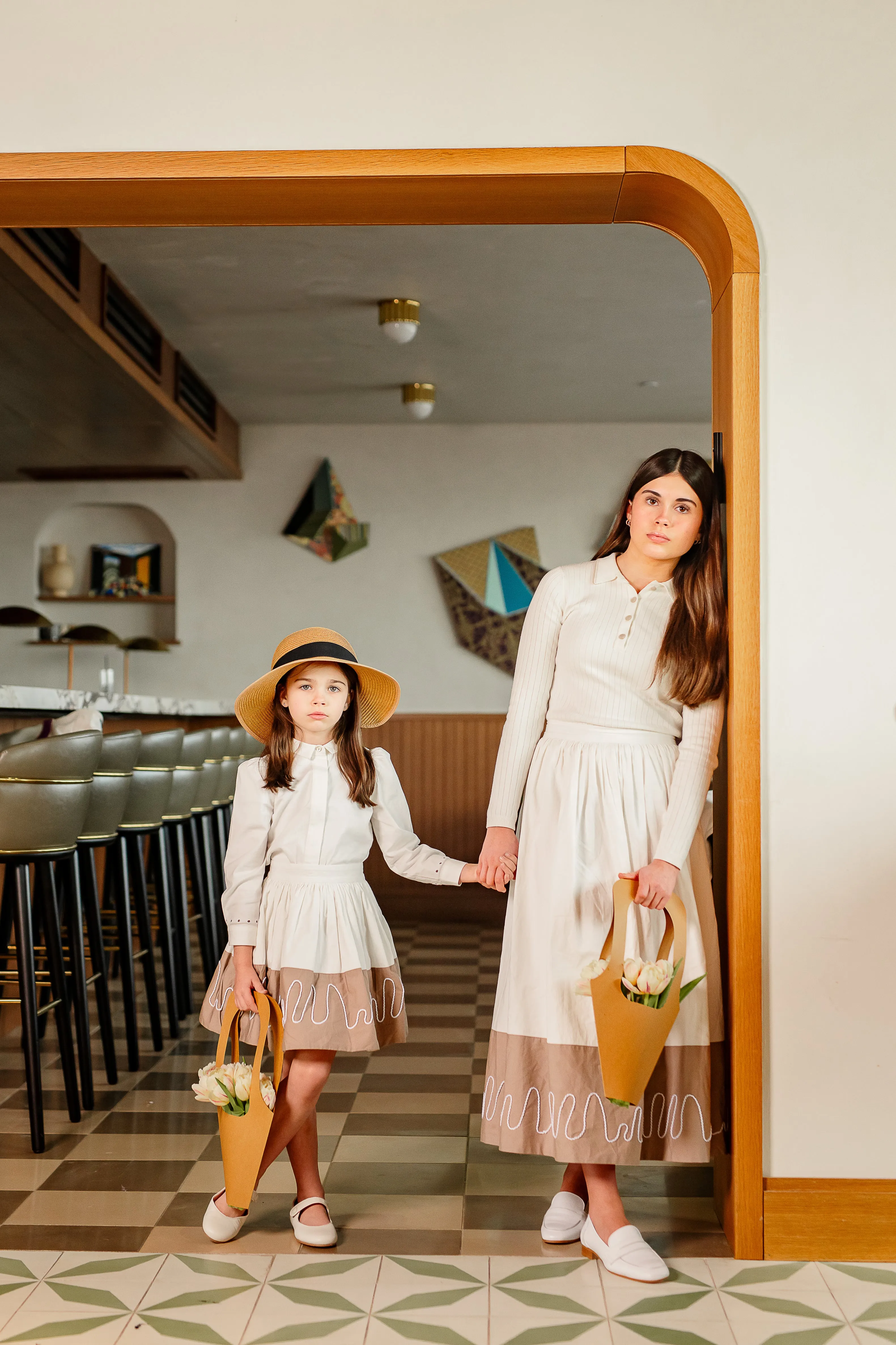 Ivory/Taupe Colorblock Skirt