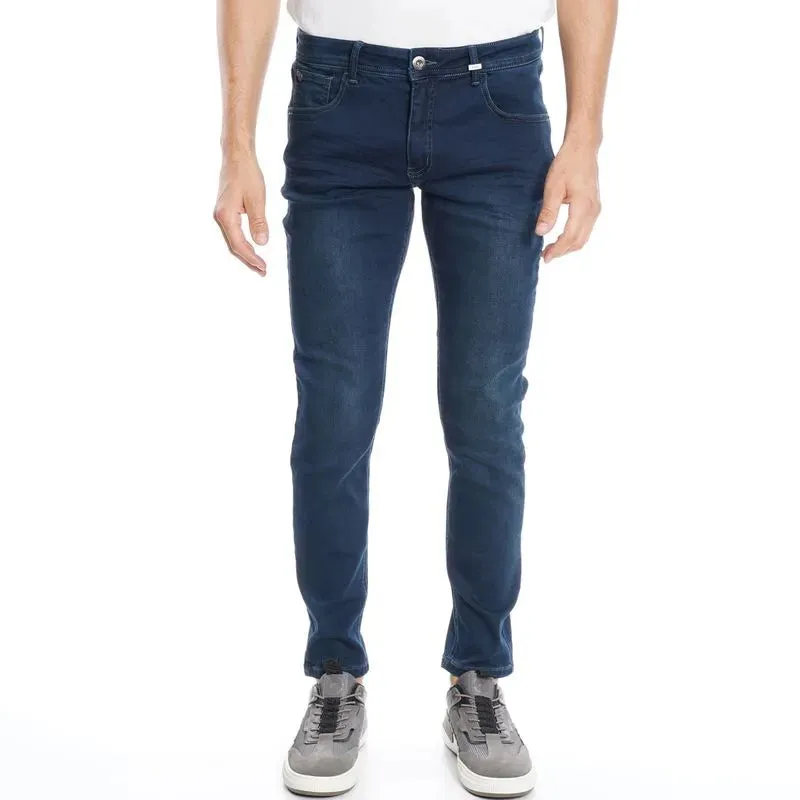 Jeans Hombre Blue Storm Skinny Cropped Tiro Medio Cinco Bolsillos