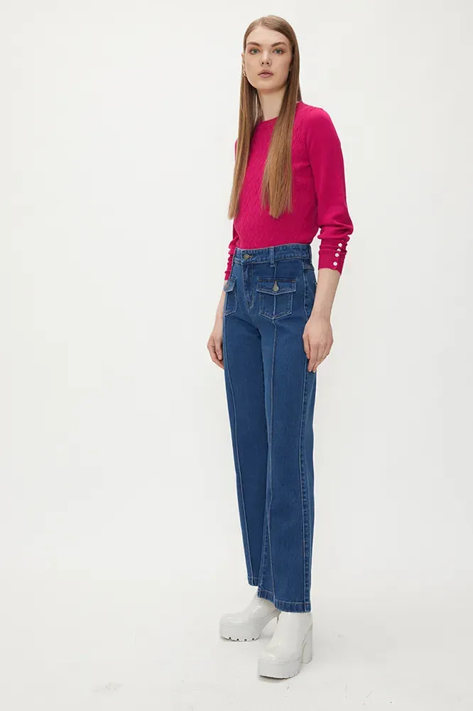 Jeans Mujer Liso Celeste