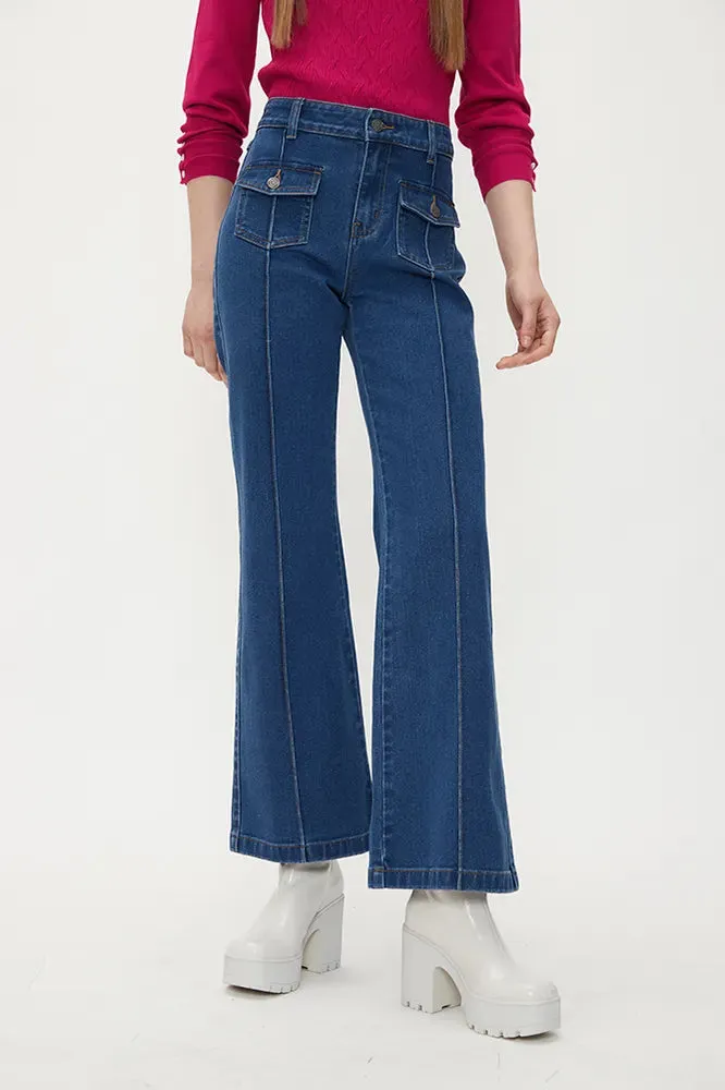 Jeans Mujer Liso Celeste