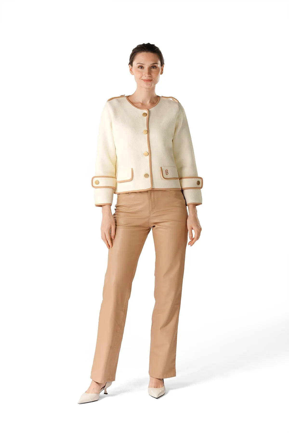 Jenny Cropped Coat - Beige