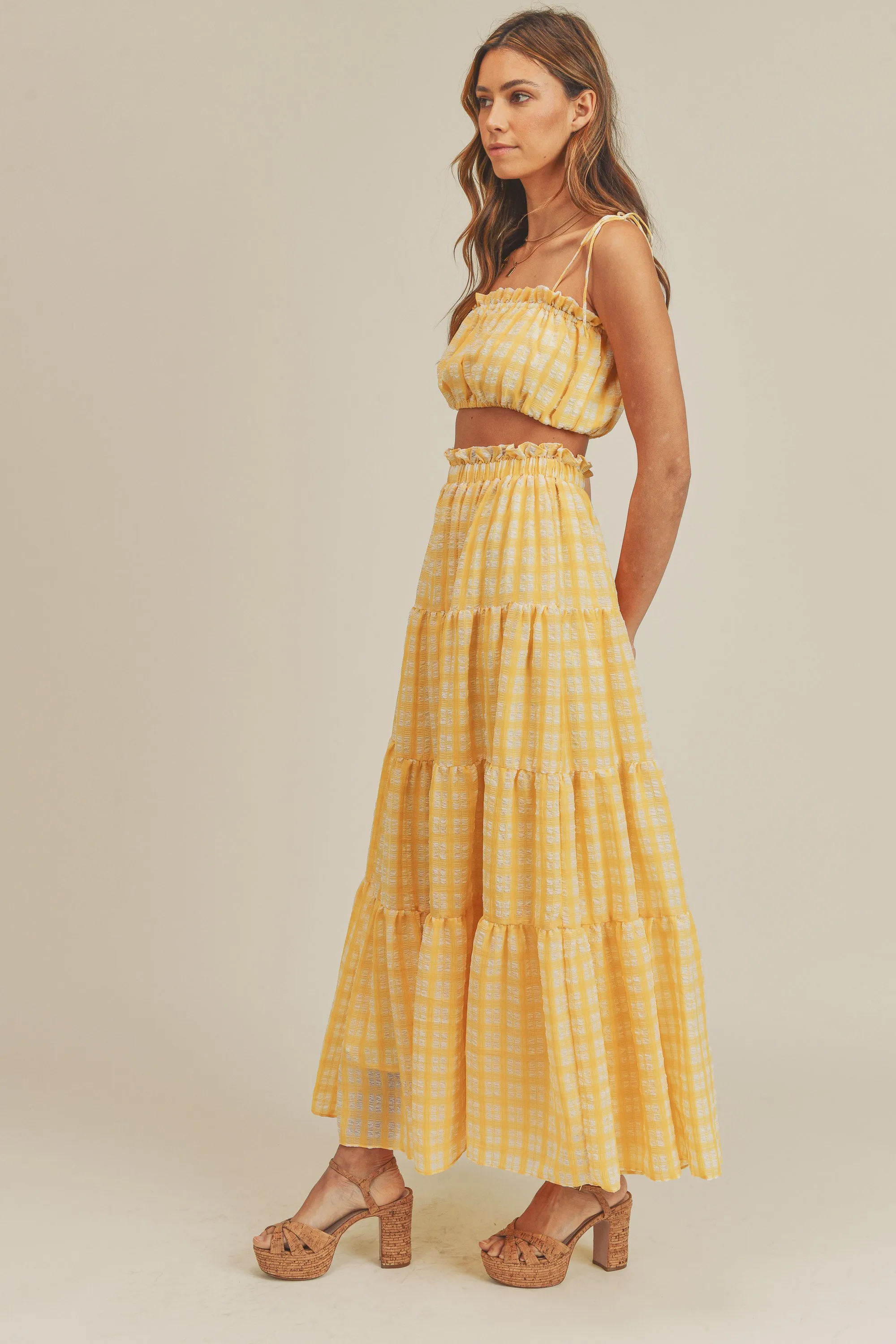 KALI PLAID TUBE TOP & MAXI SKIRT SET