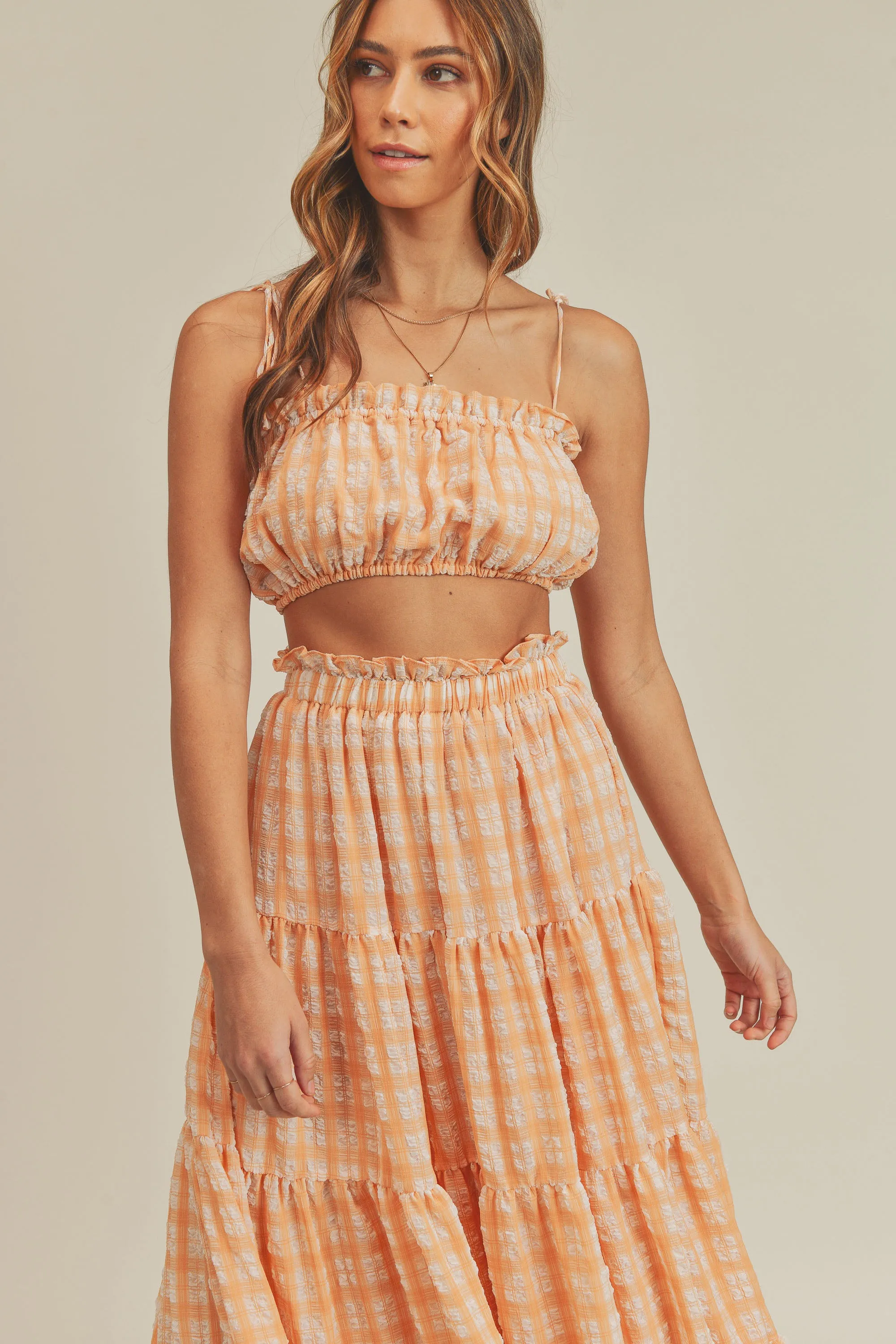 KALI PLAID TUBE TOP & MAXI SKIRT SET