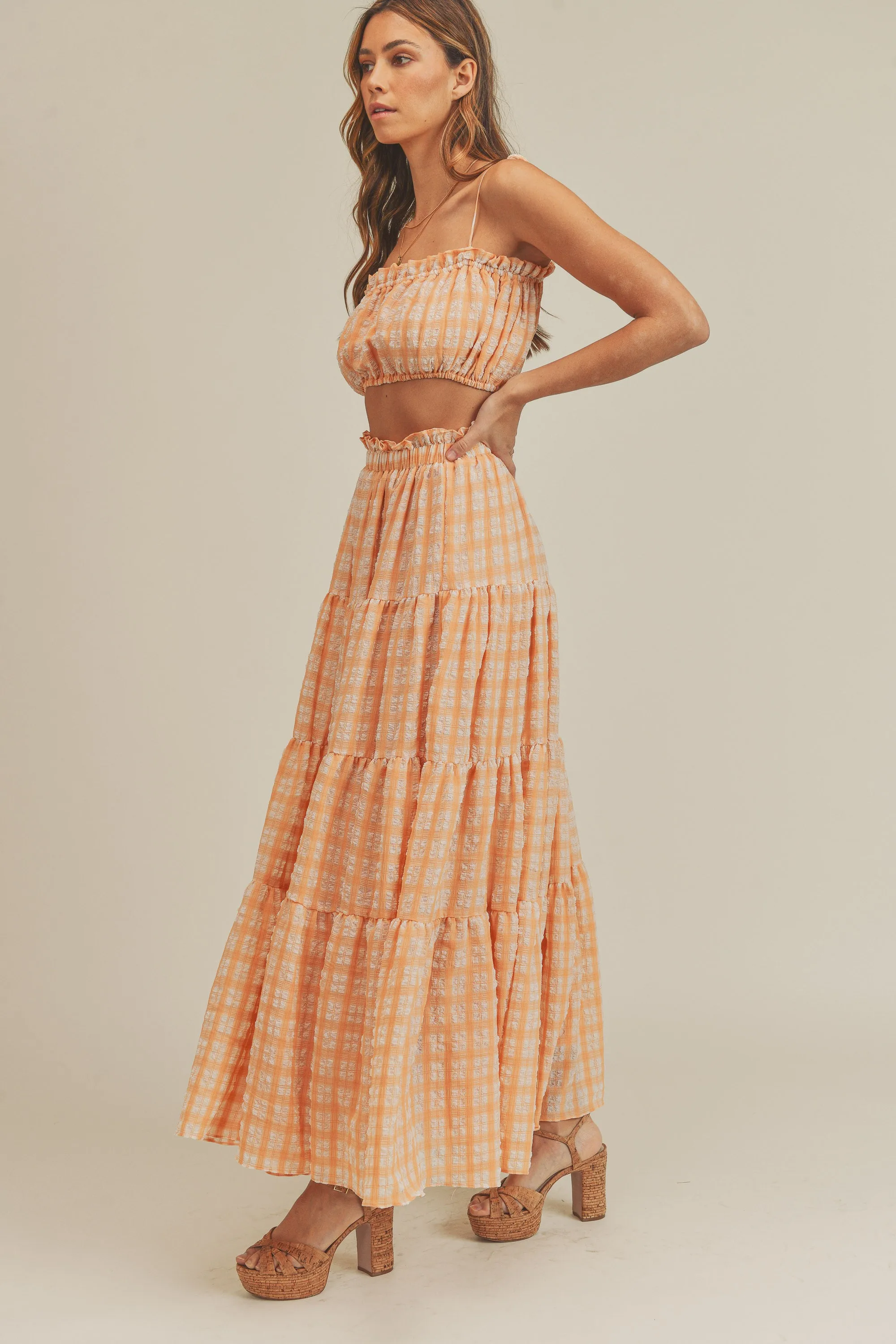 KALI PLAID TUBE TOP & MAXI SKIRT SET