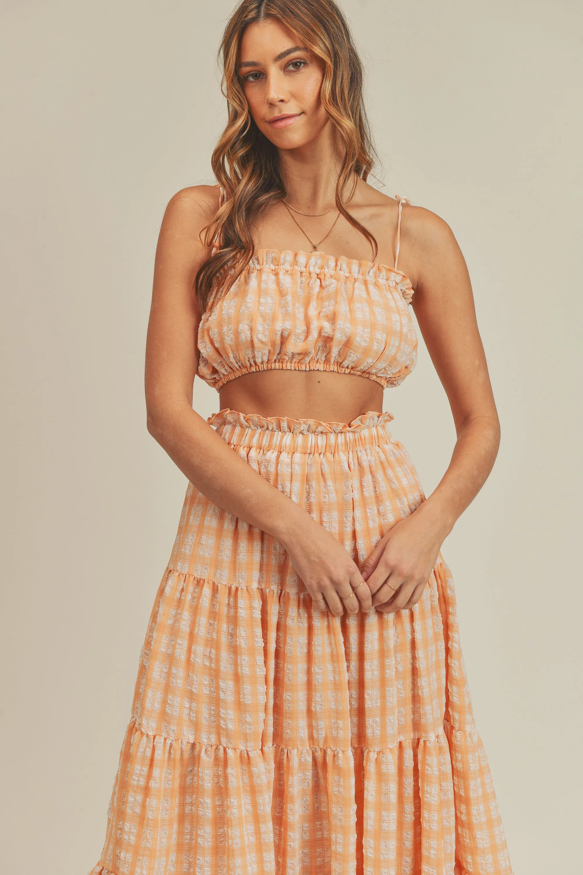 KALI PLAID TUBE TOP & MAXI SKIRT SET