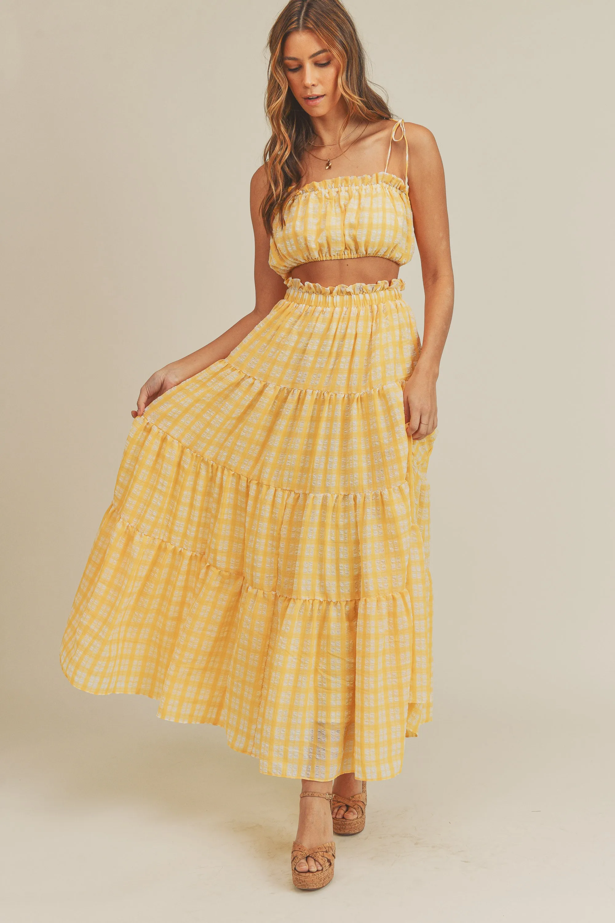 KALI PLAID TUBE TOP & MAXI SKIRT SET