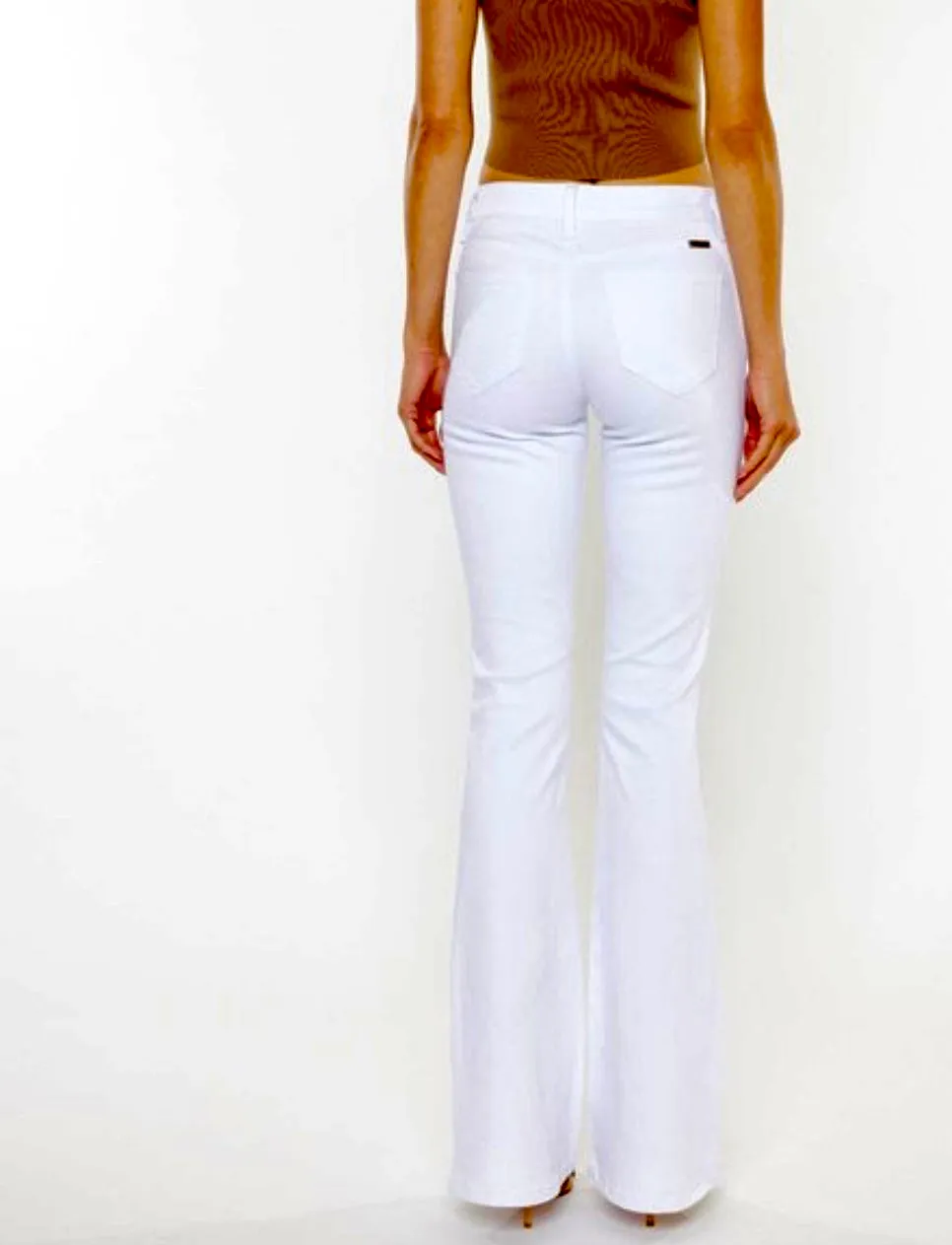 Kancan White Mid Rise Flare Jeans