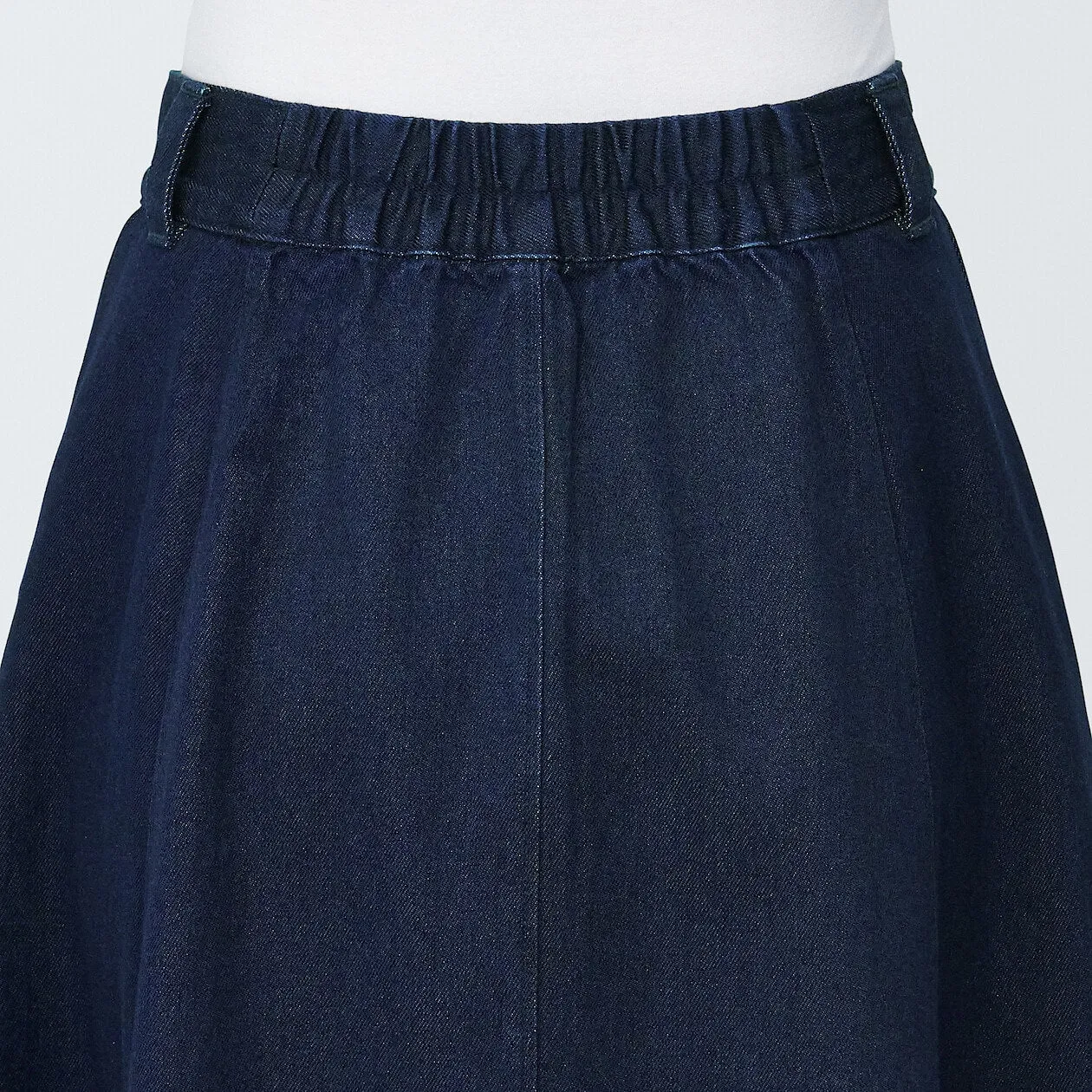 Kapok Blend Denim Flared Maxi Skirt